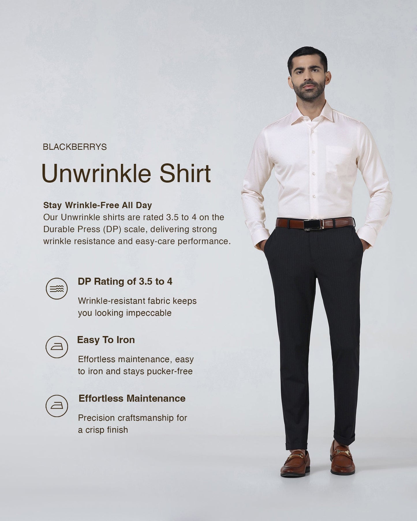Light Pink Unwrinkle Textured Shirt - Easton