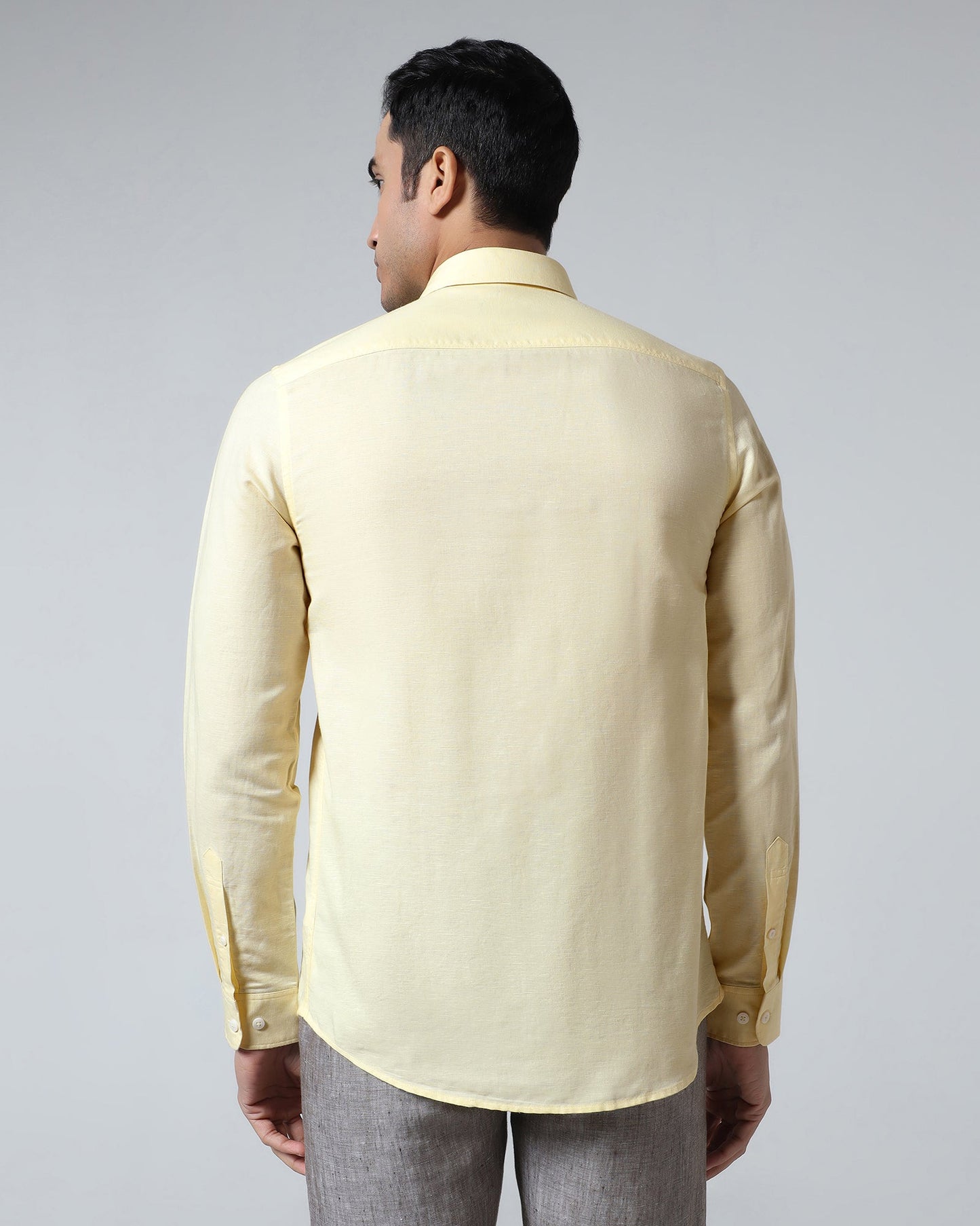 Light Yellow Linen Solid Shirt - Cleo