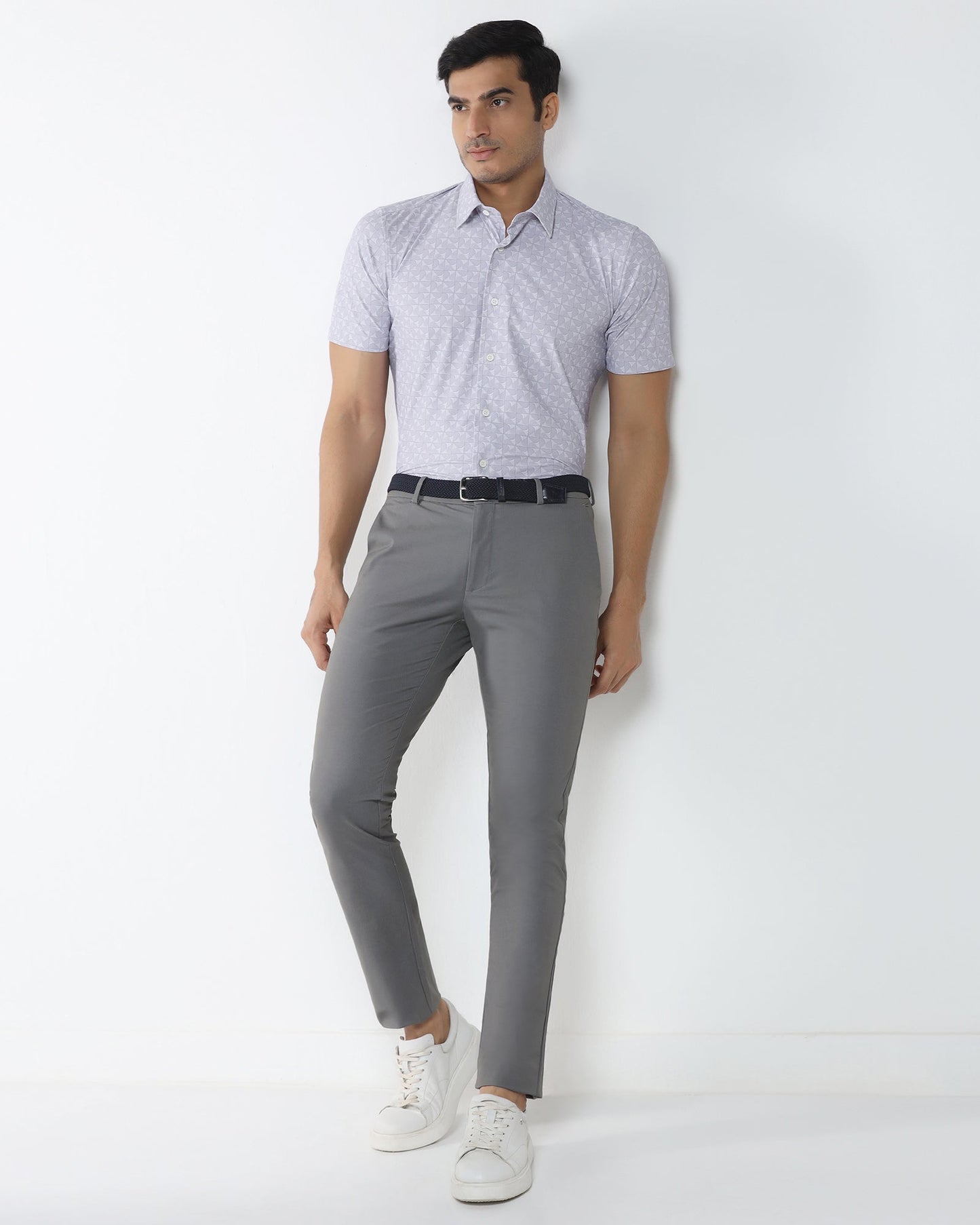 Lilac Half Sleeve TechPro Printed Shirt - Reneos