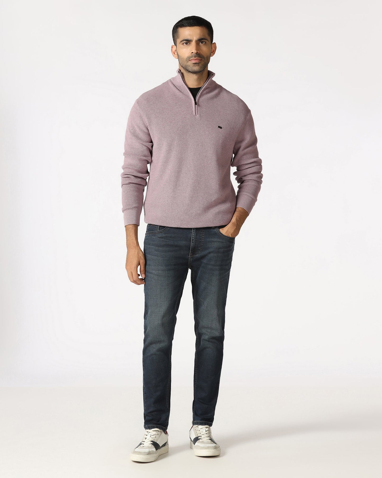 Lilac High Neck Jacquard Sweater - Price