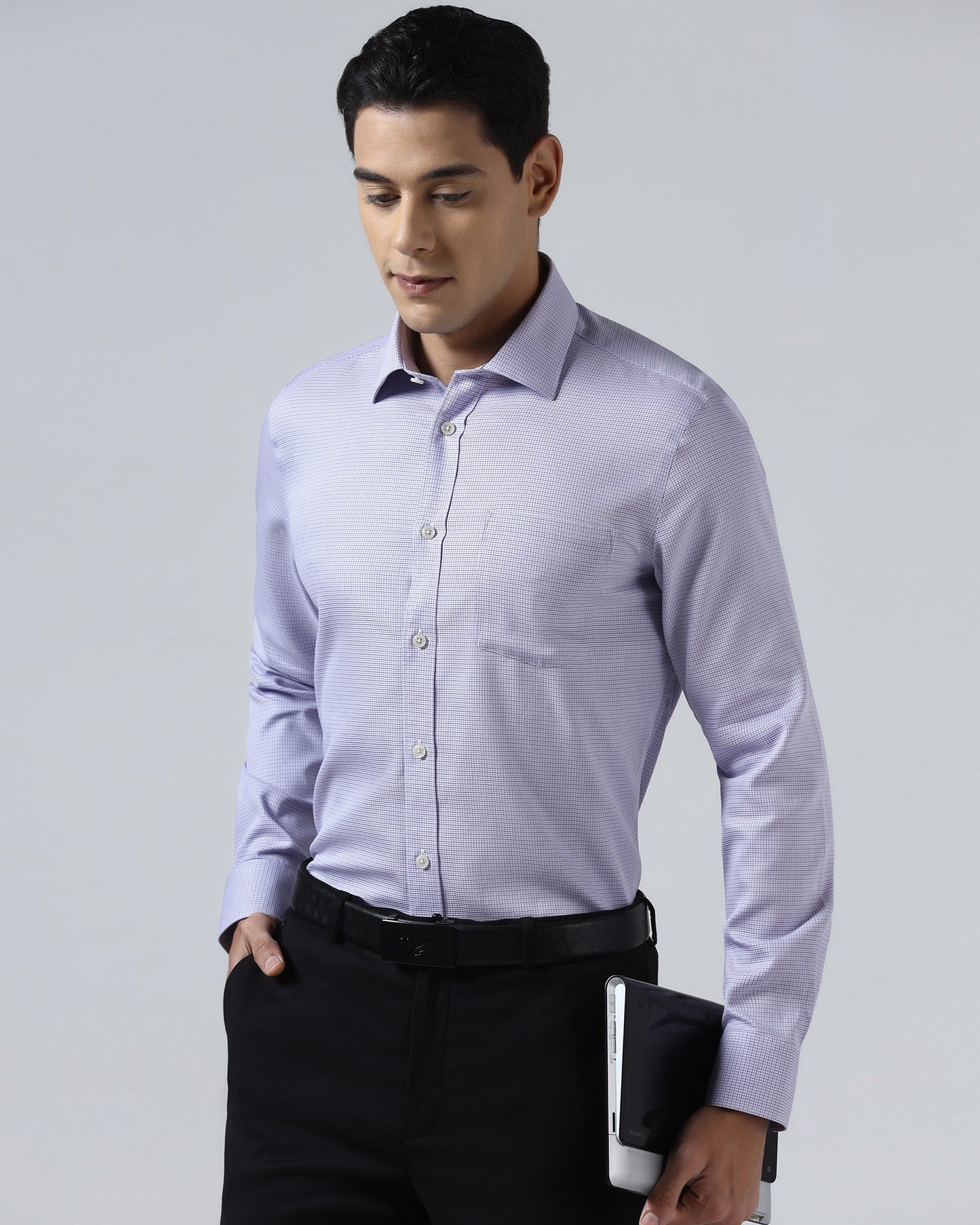 Lilac Non Iron Textured Shirt - Ethan