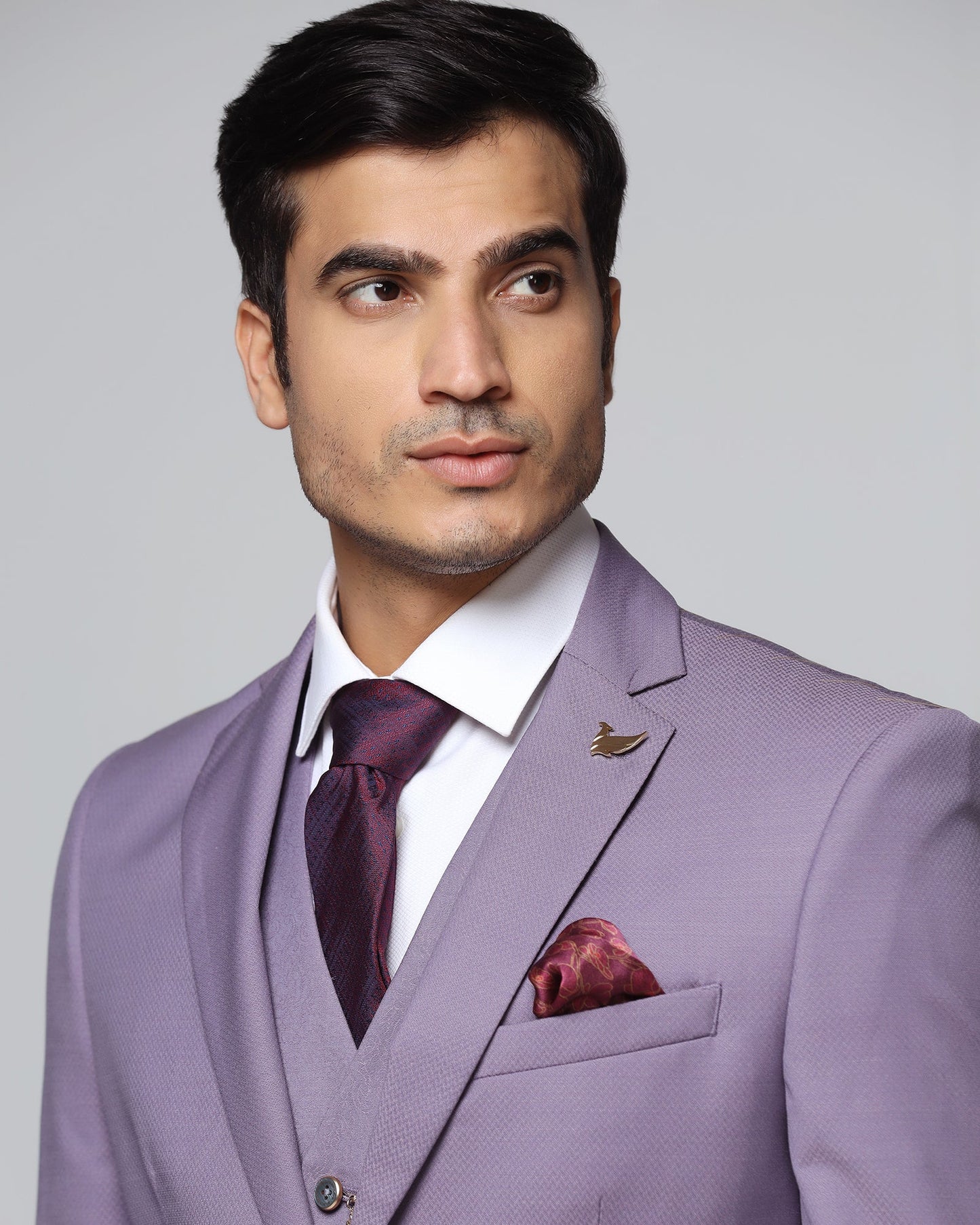 Lilac Three Piece Textured Suit - Desor