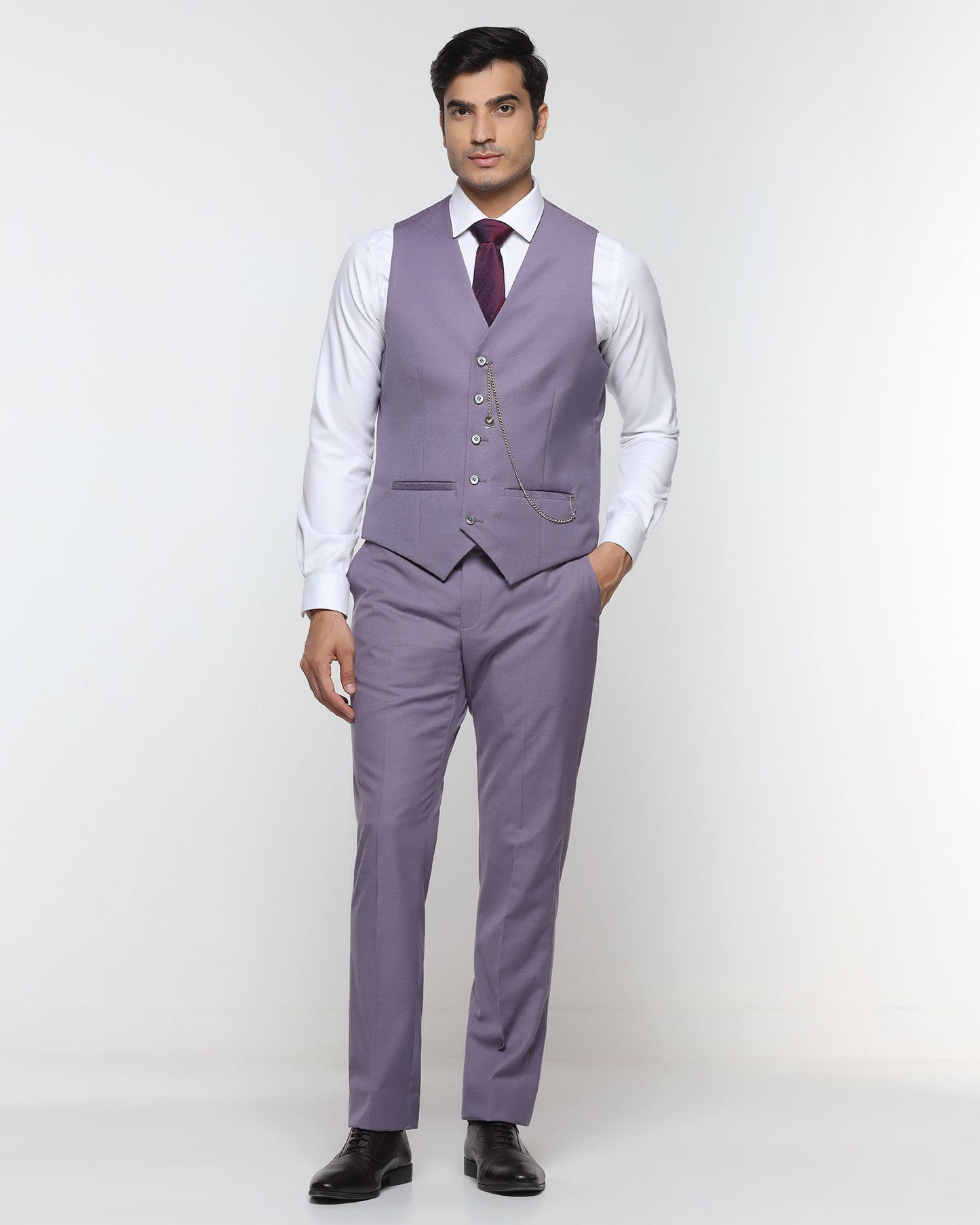Lilac Three Piece Textured Suit - Desor