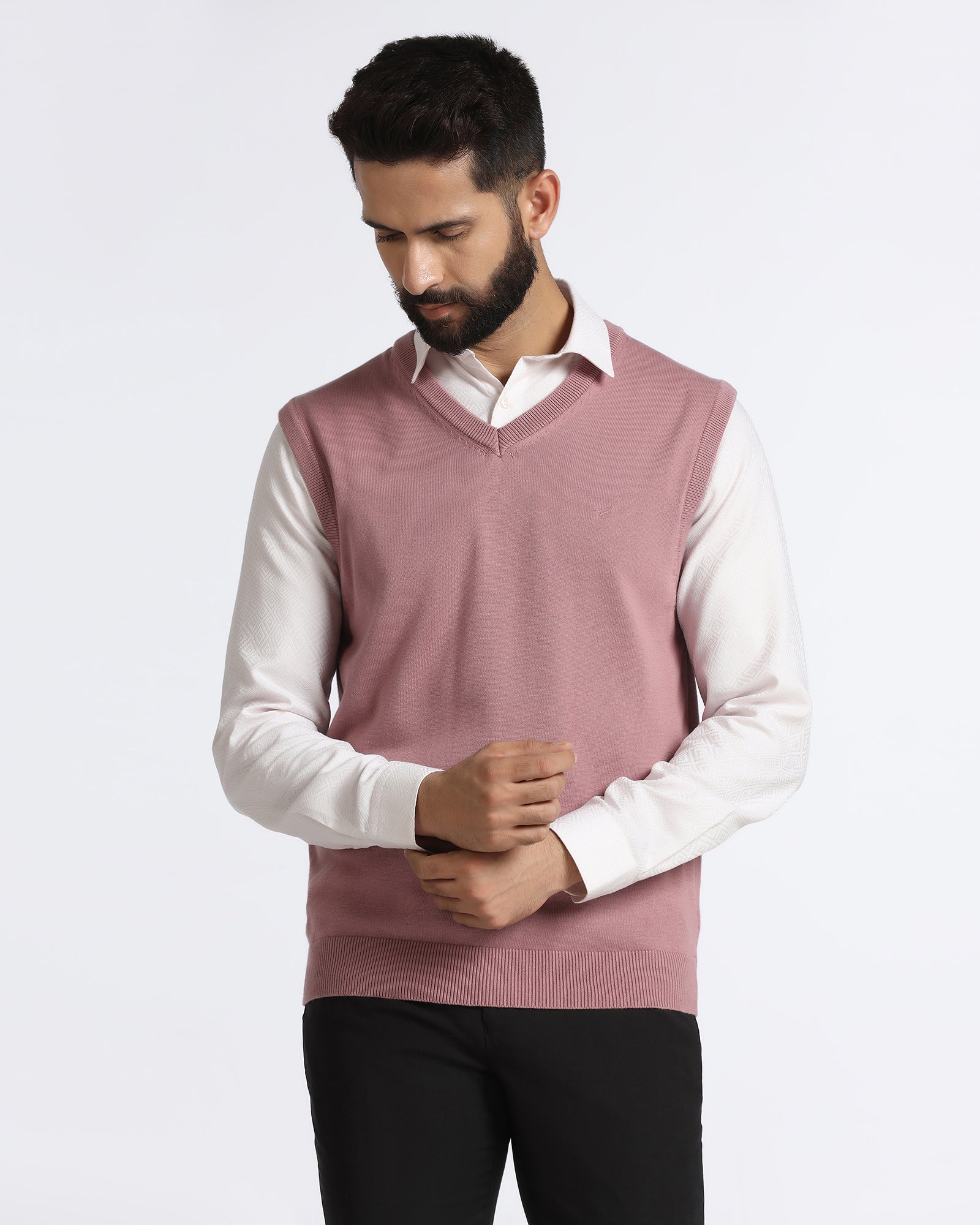 Lilac V-Neck Solid Sweatshirt - Less