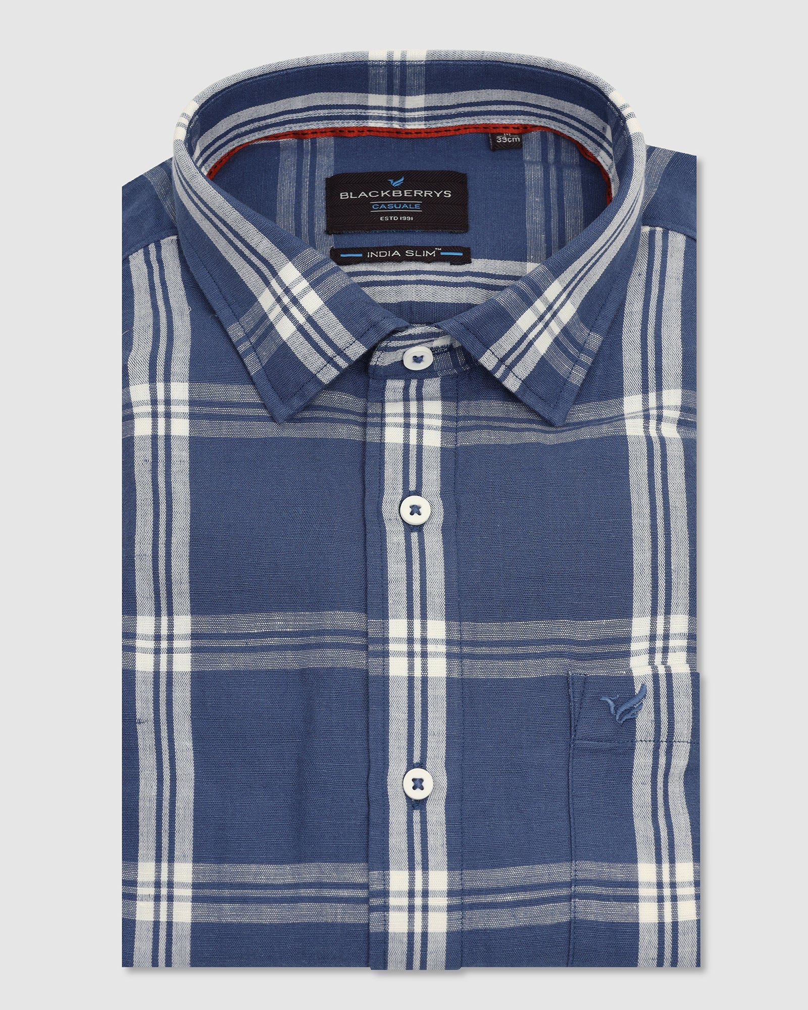 Linen Casual Blue Check Shirt - Yori