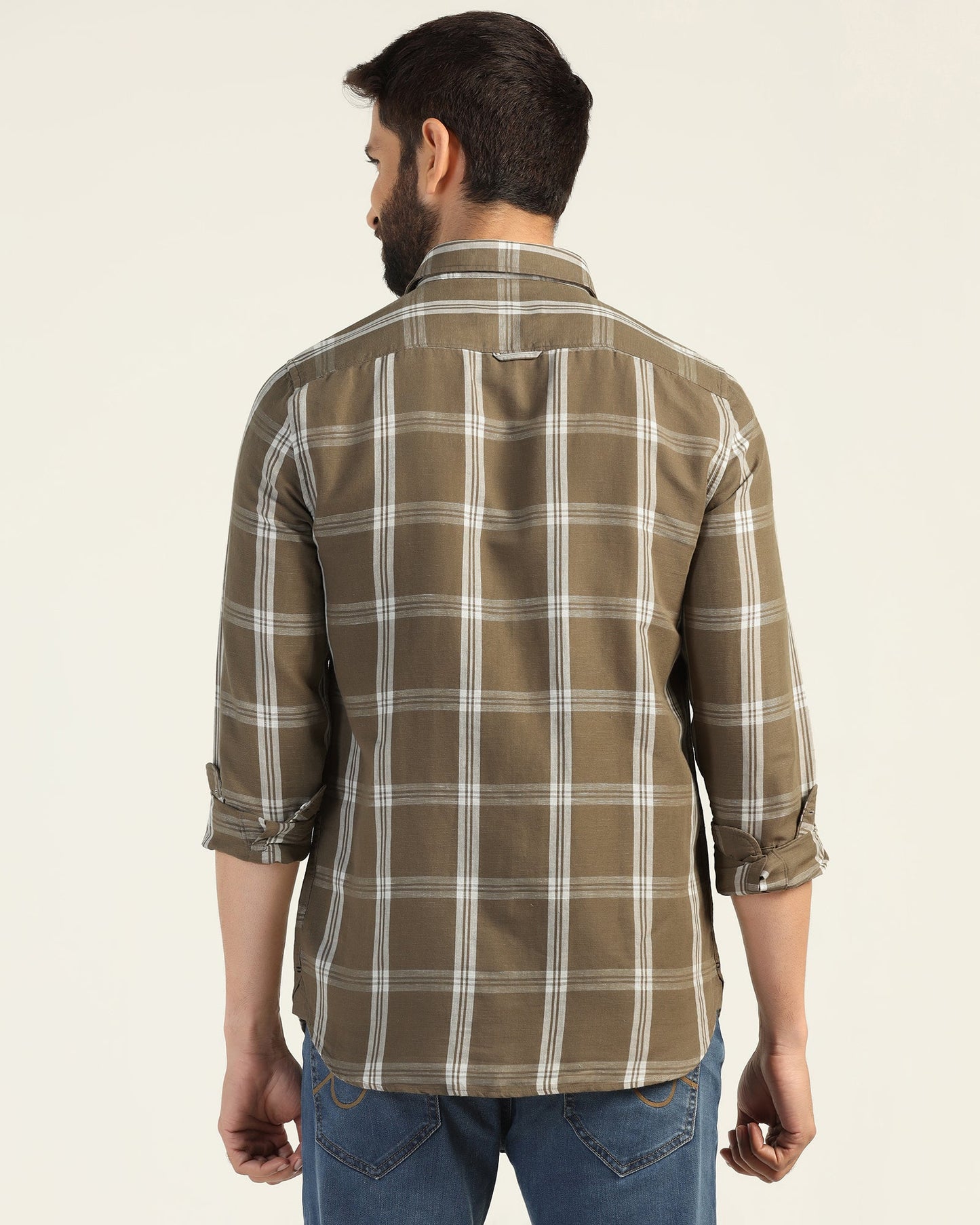 Linen Casual Natural Check Shirt - Yori