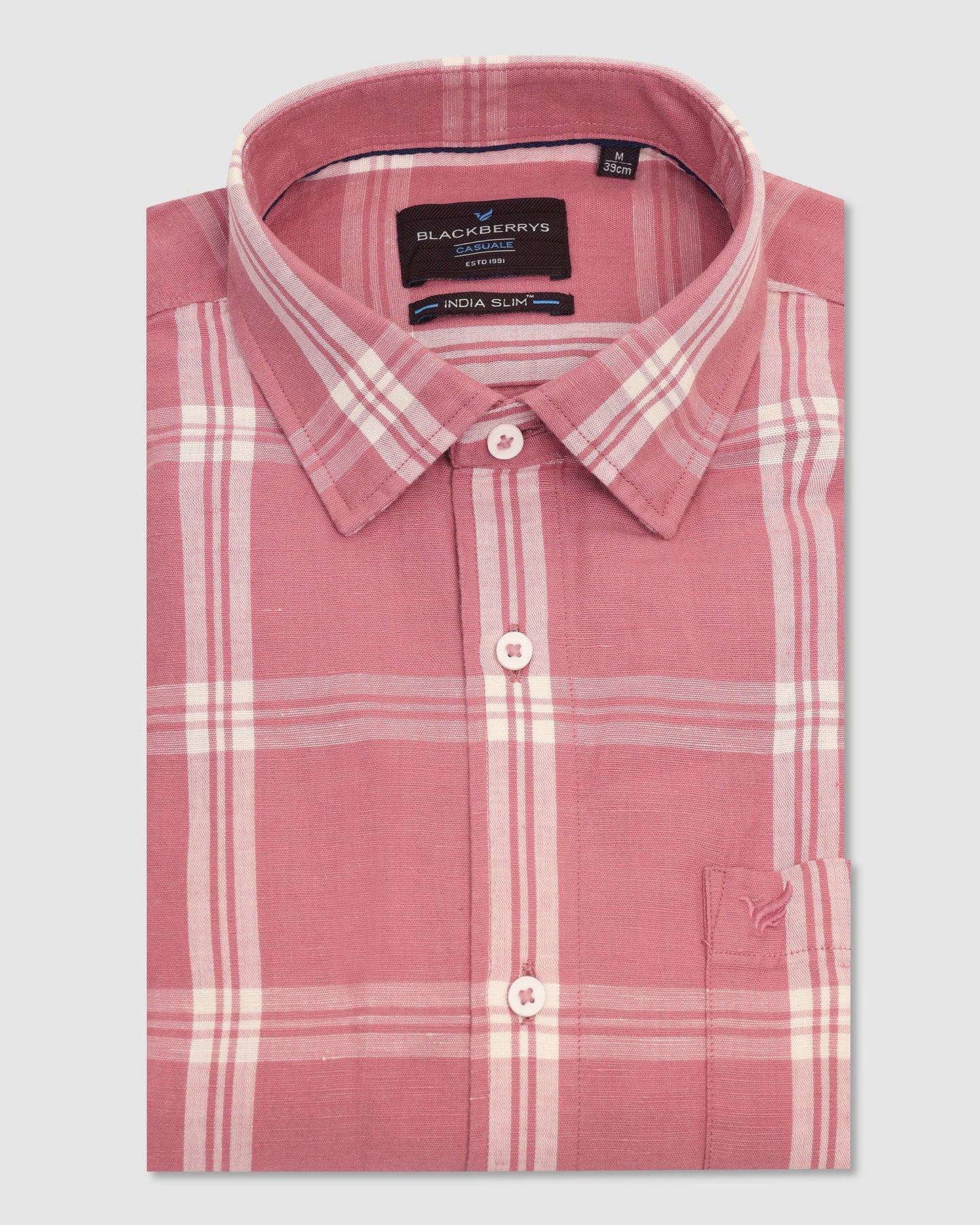 Linen Casual Pink Check Shirt - Yori