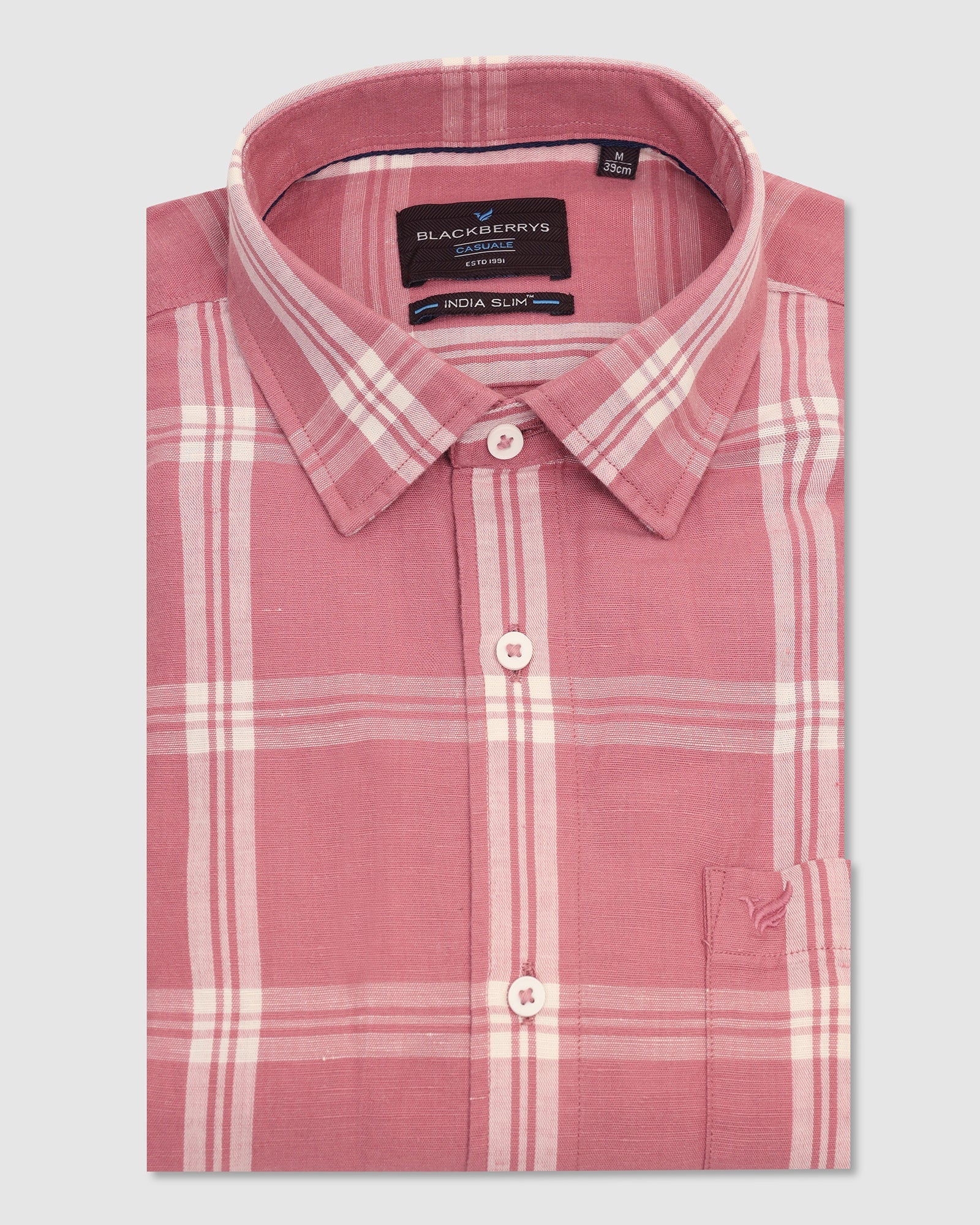 Linen Casual Pink Check Shirt - Yori