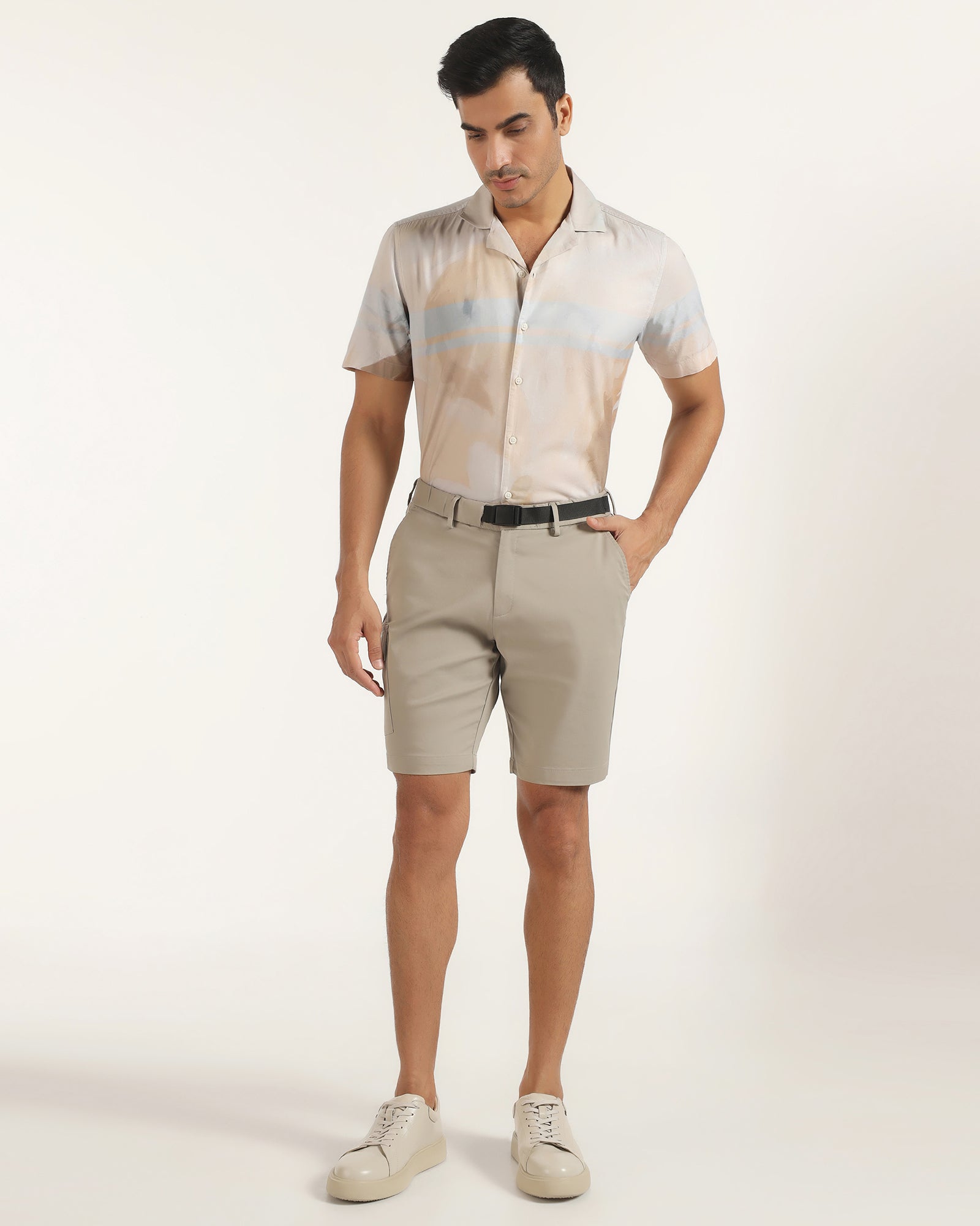 Linen Casual Half Sleeve Ochre Printed Shirt - Avery