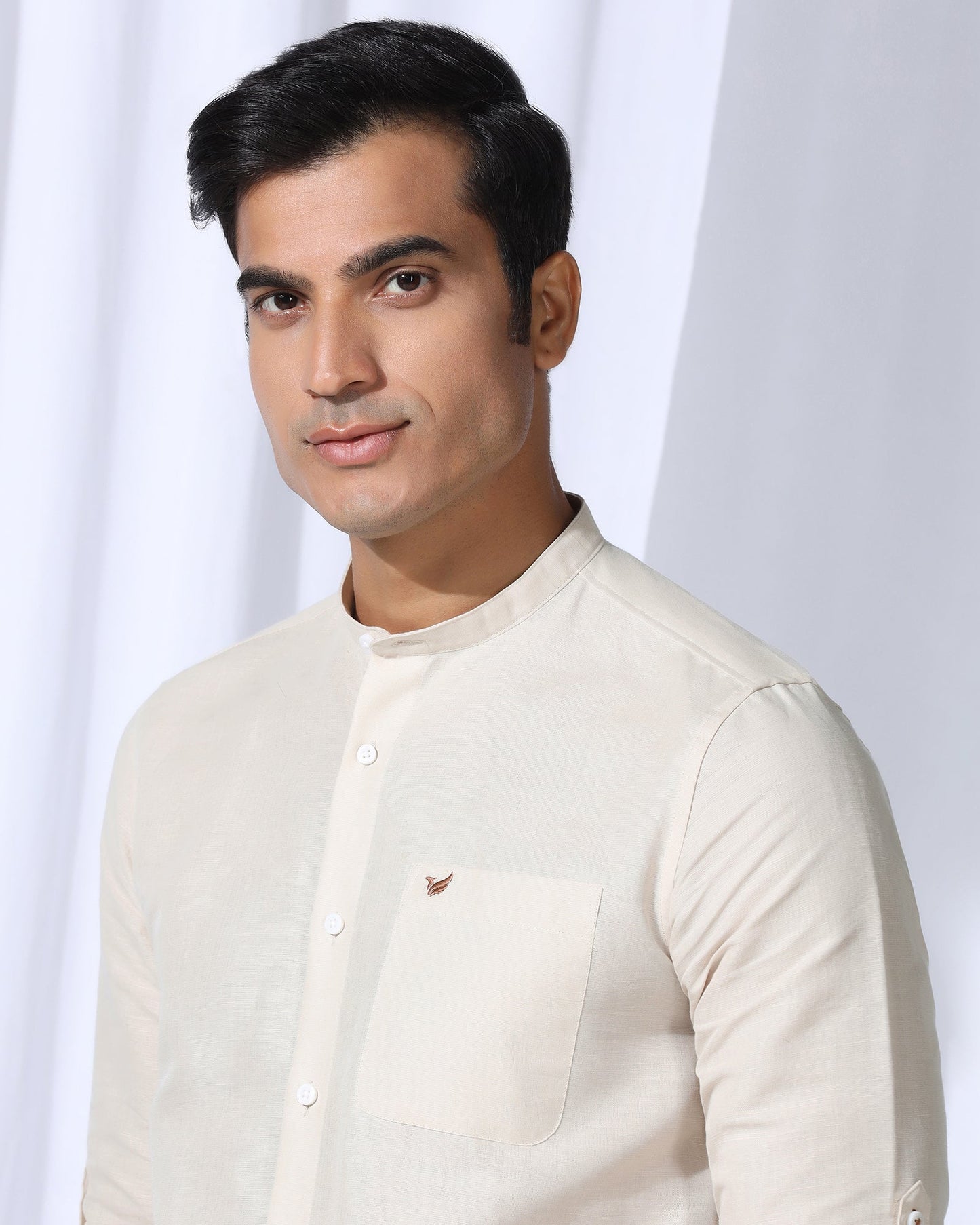 Linen Casual Natural Solid Shirt - Salmon