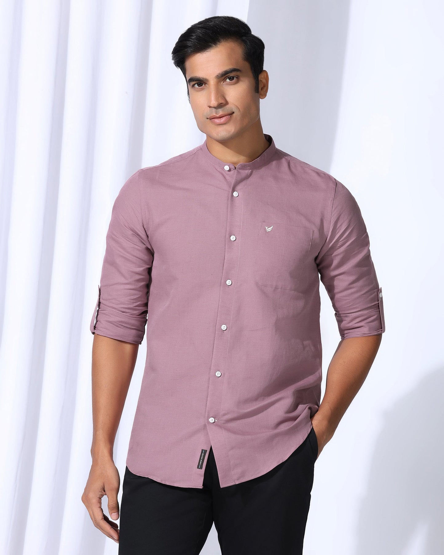 Linen Casual Pink Solid Shirt - Salmon
