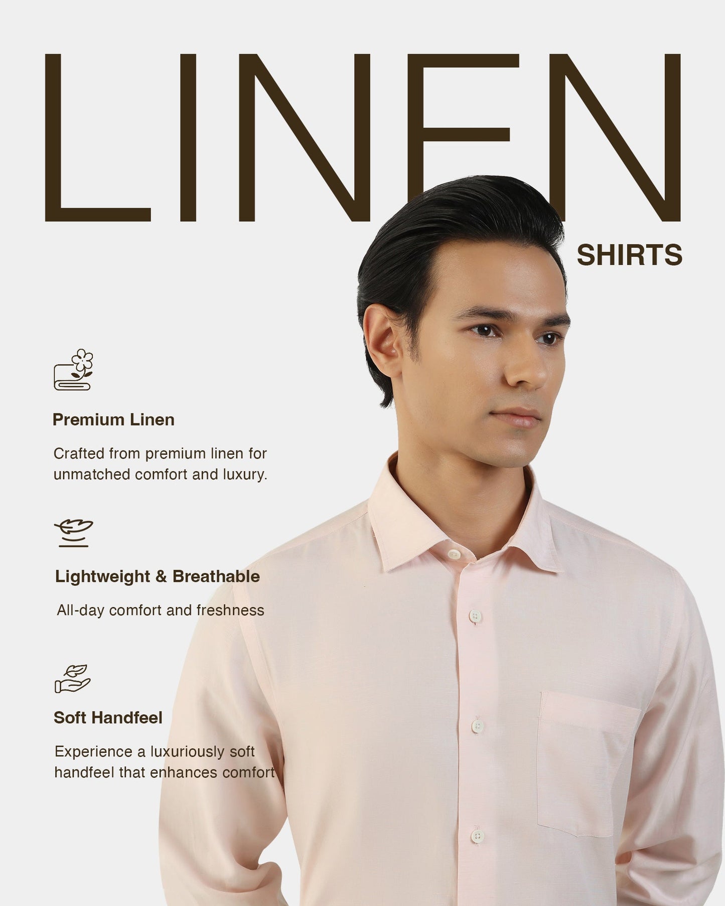 Linen Formal Peach Solid Shirt - Save