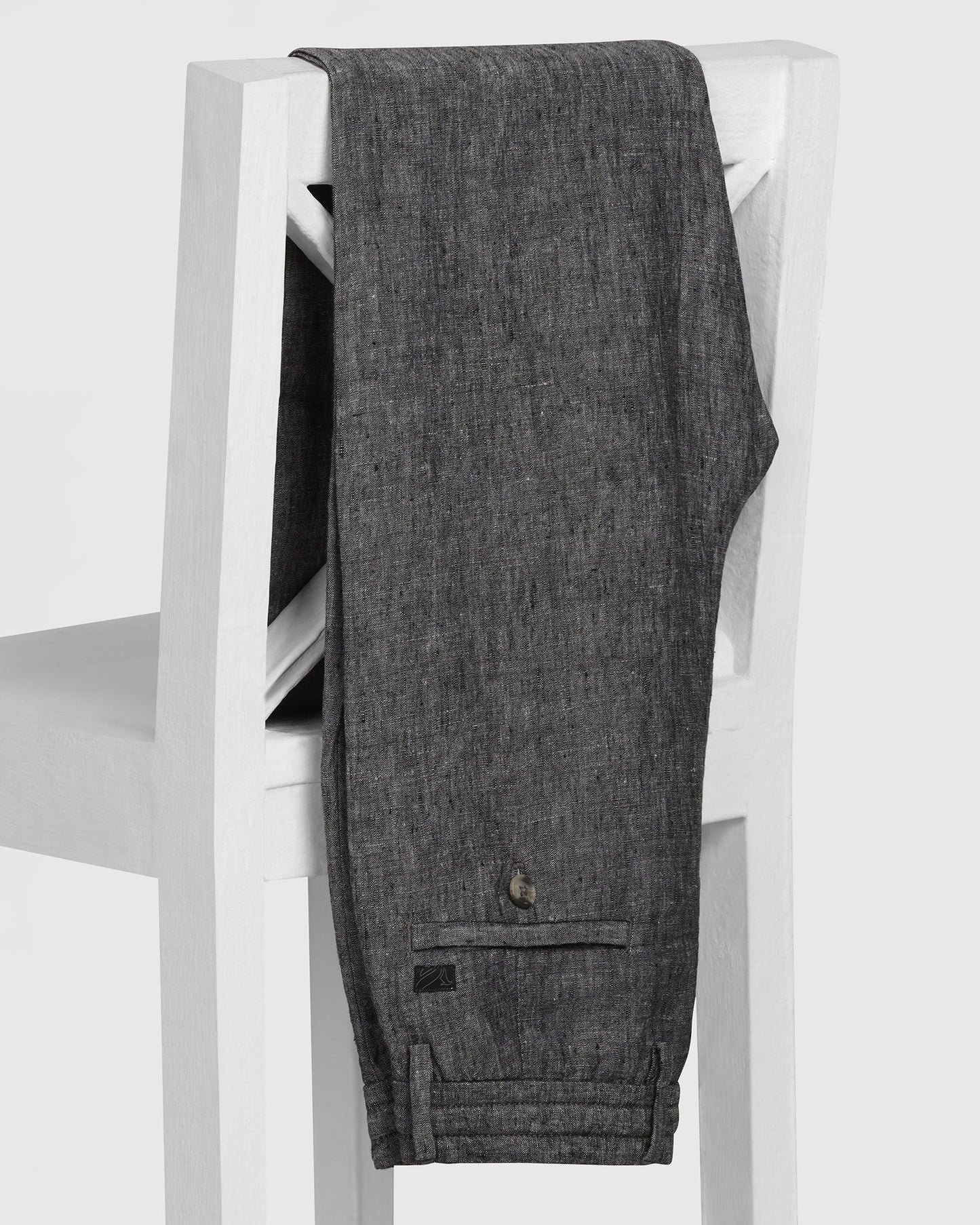 Linen Slim Comfort B-95 Casual Charcoal Solid Khakis - Chales