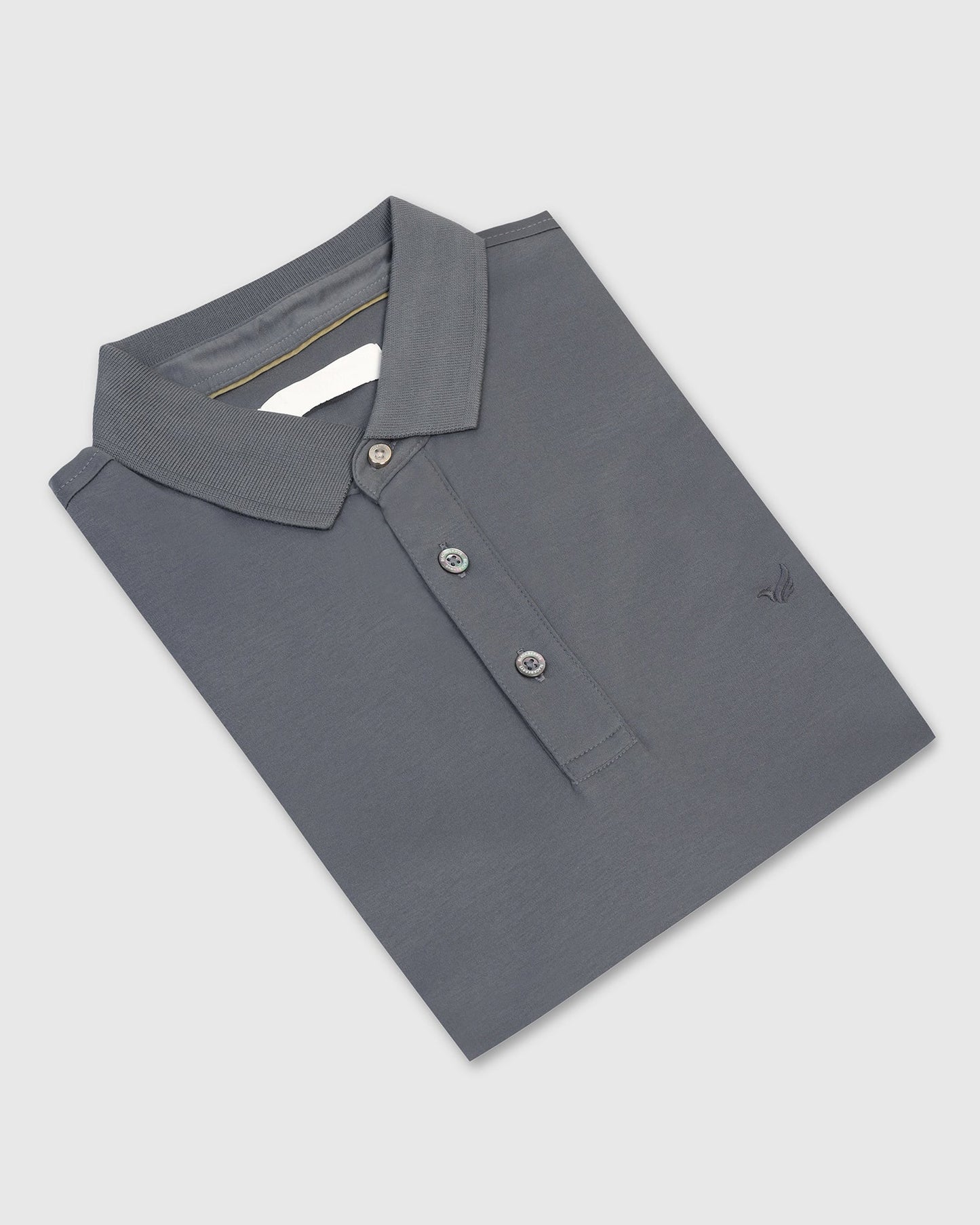Luxe Polo Charcoal Grey Solid T-Shirt - Toll