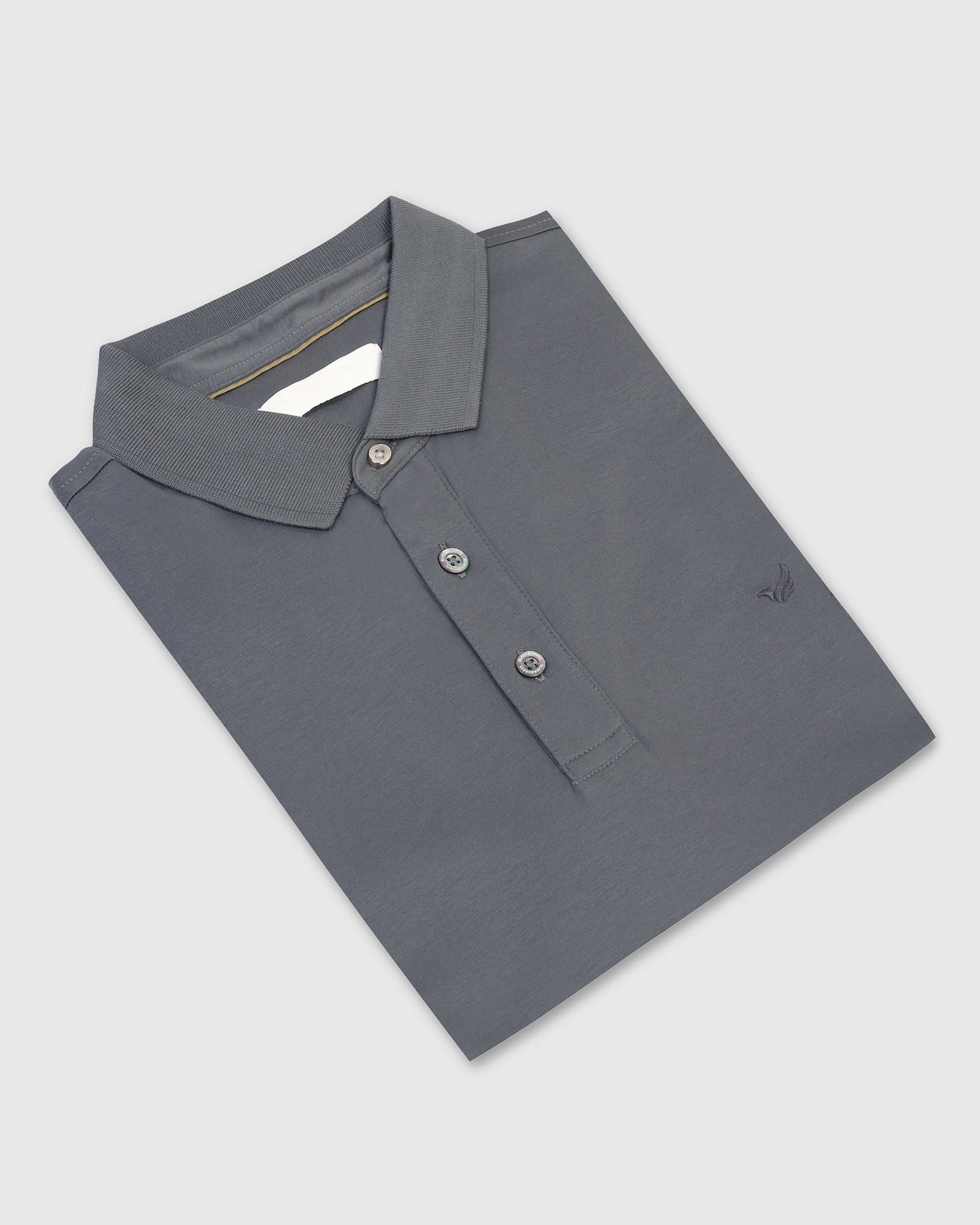 Luxe Polo Charcoal Grey Solid T-Shirt - Toll