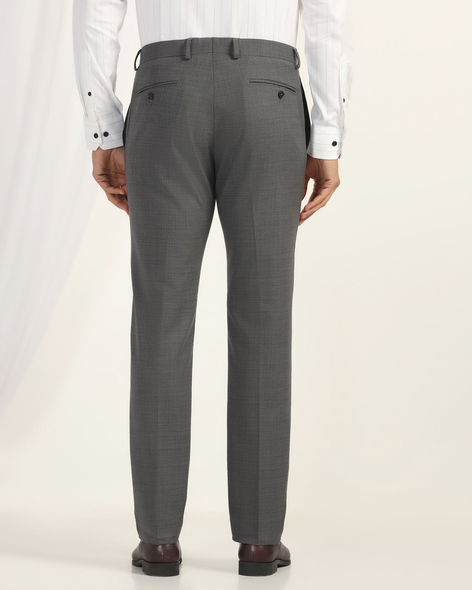 Luxe Slim Comfort B-95 Formal Grey Textured Trouser - Chanel