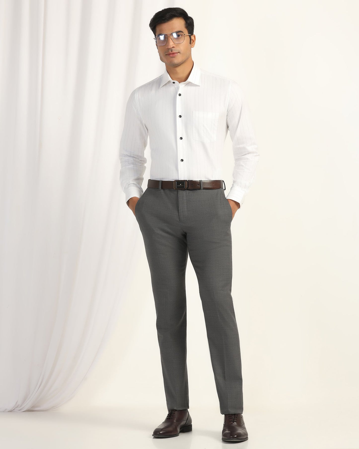 Luxe Slim Comfort B-95 Formal Grey Textured Trouser - Chanel