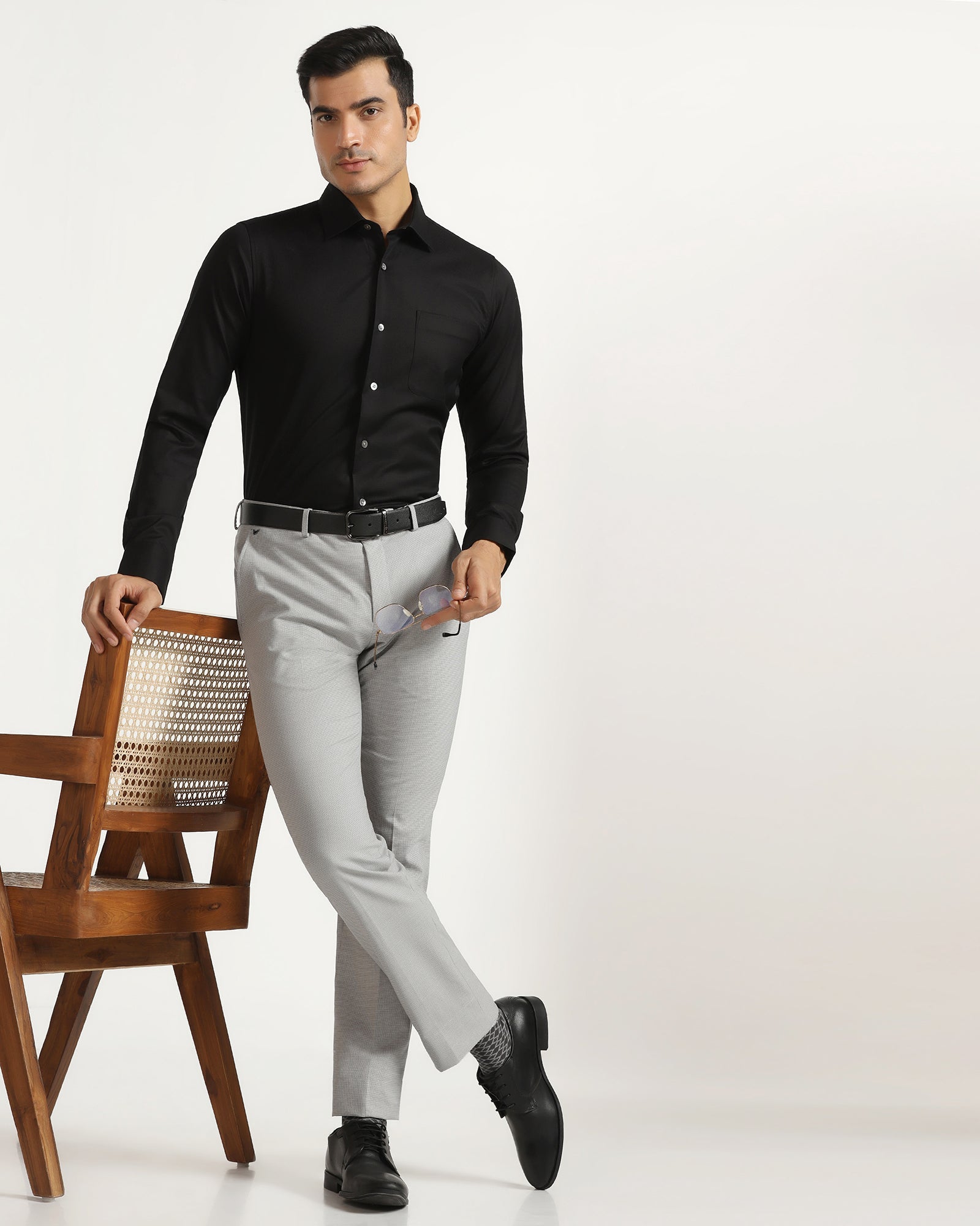 Luxe Formal Black Textured Shirt - Hadley