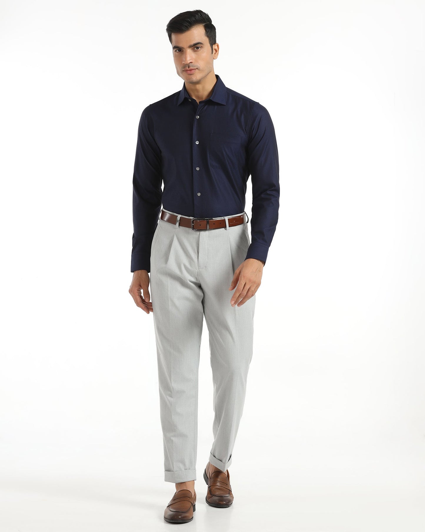 Luxe Formal Navy Textured Shirt - Hadley
