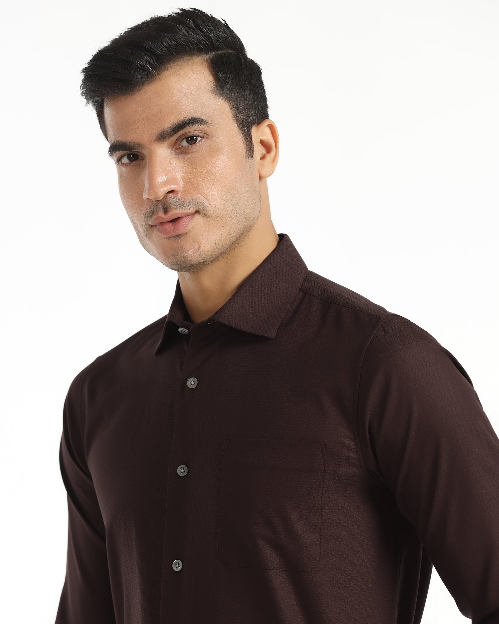 Luxe Formal Plum Textured Shirt - Hadley