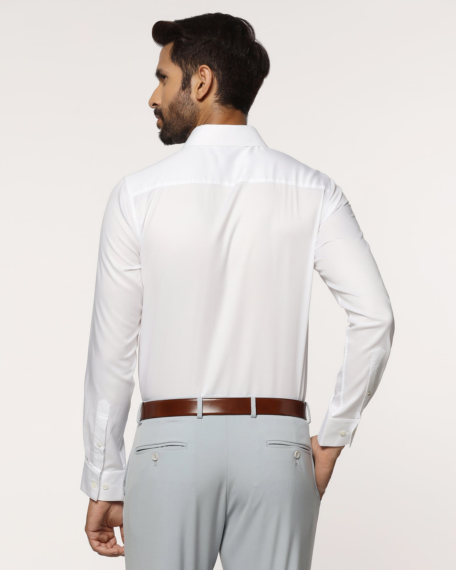 Luxe Formal White Textured Shirt - Twix