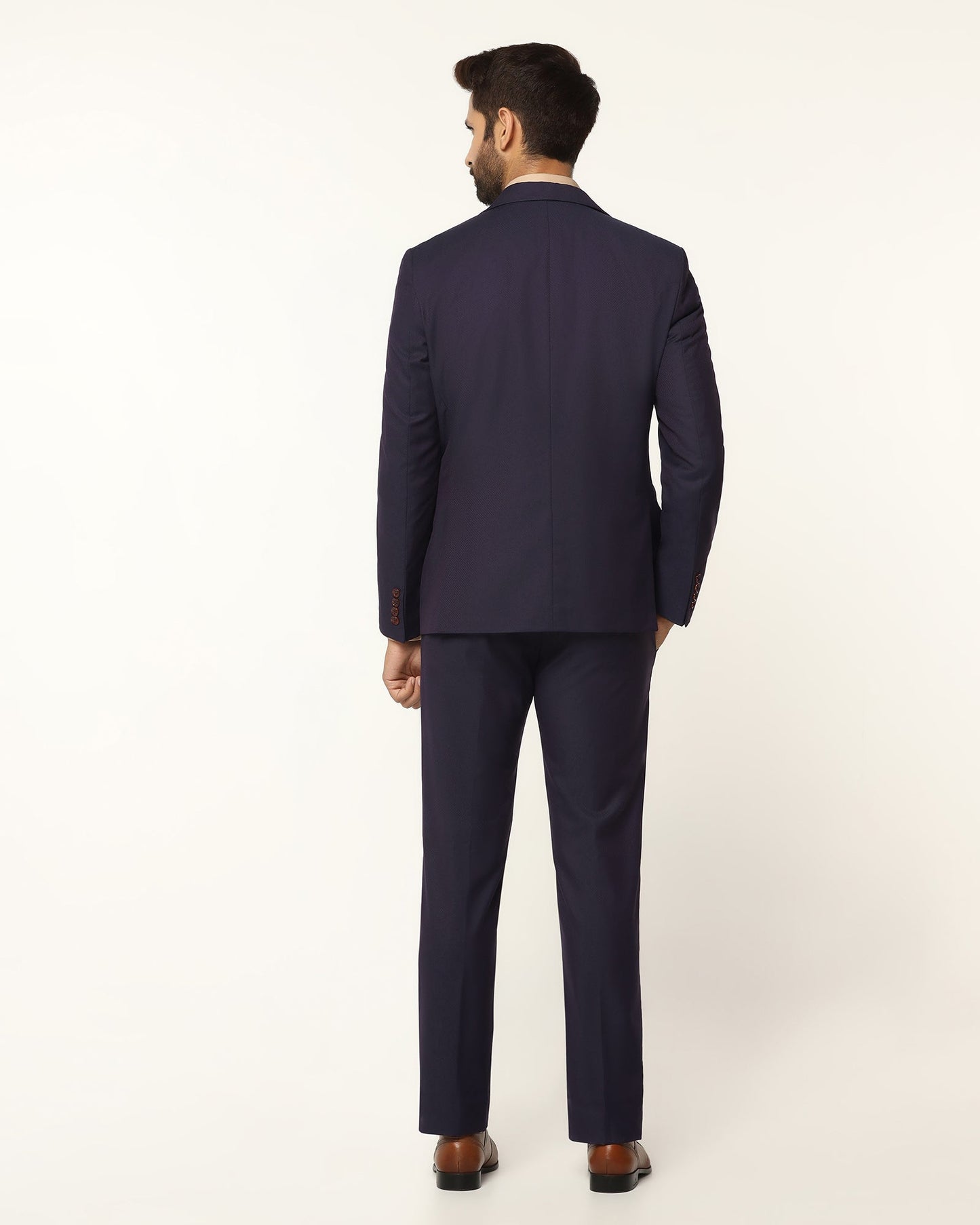 Luxe Three Piece Purple Textured Formal Suit - Garcia
