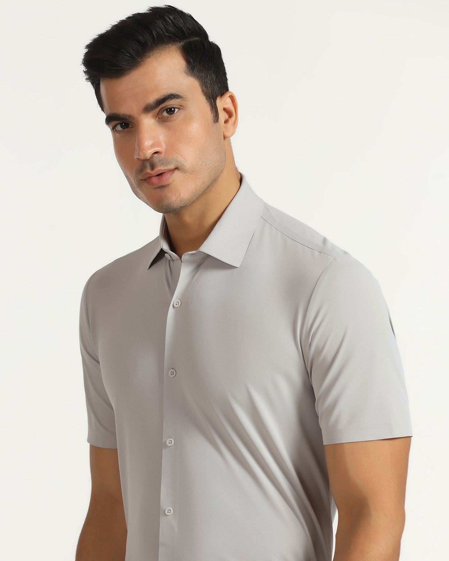 TechPro Formal Half Sleeve Grey Textured Shirt - Kanon