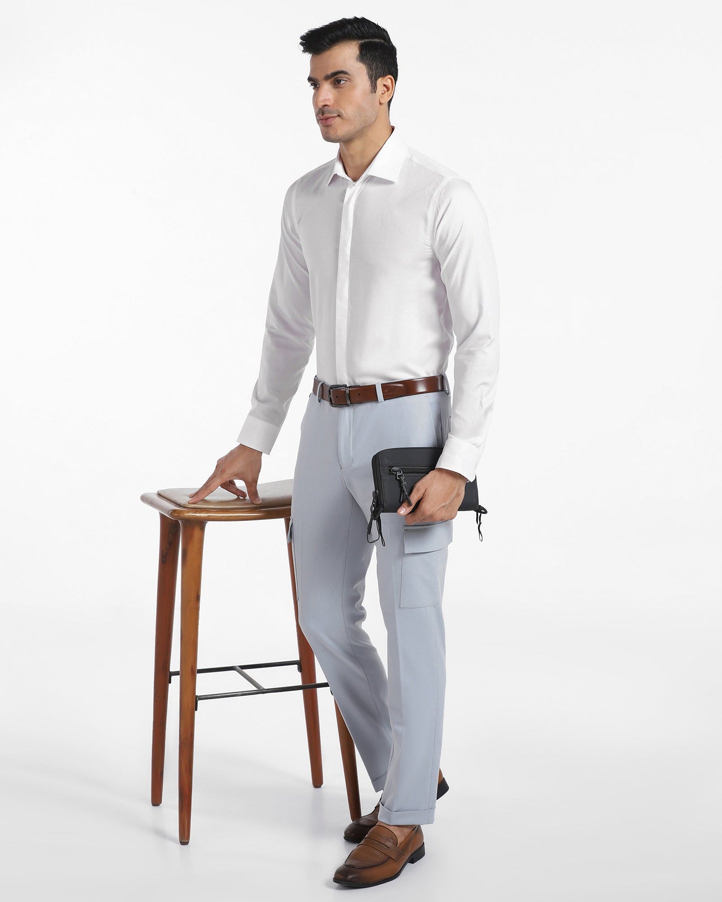 Formal Super White Textured Shirt - Kite