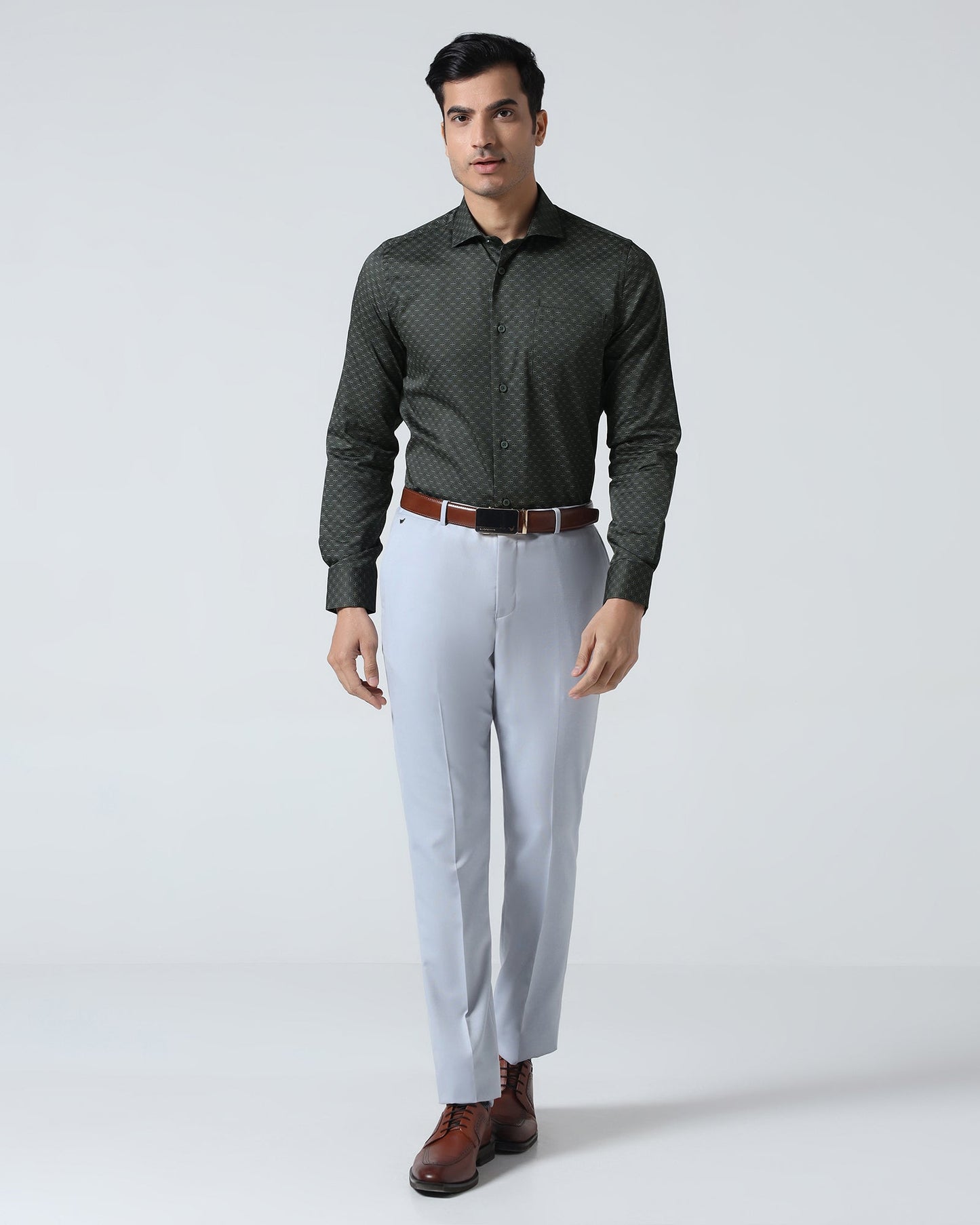 Dark Olive Printed Shirt - Cloud