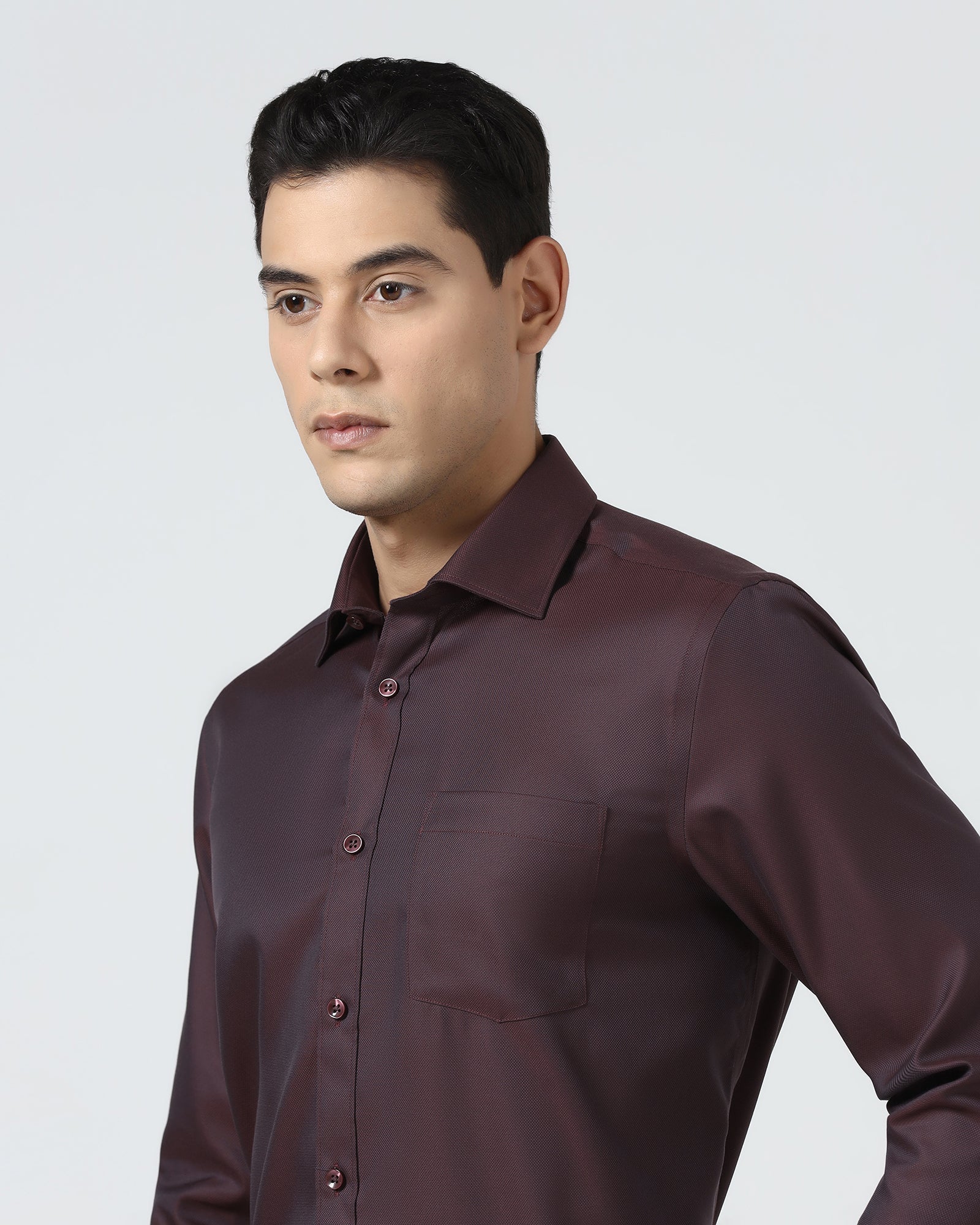 Maroon Non Iron Textured Shirt - Eliot