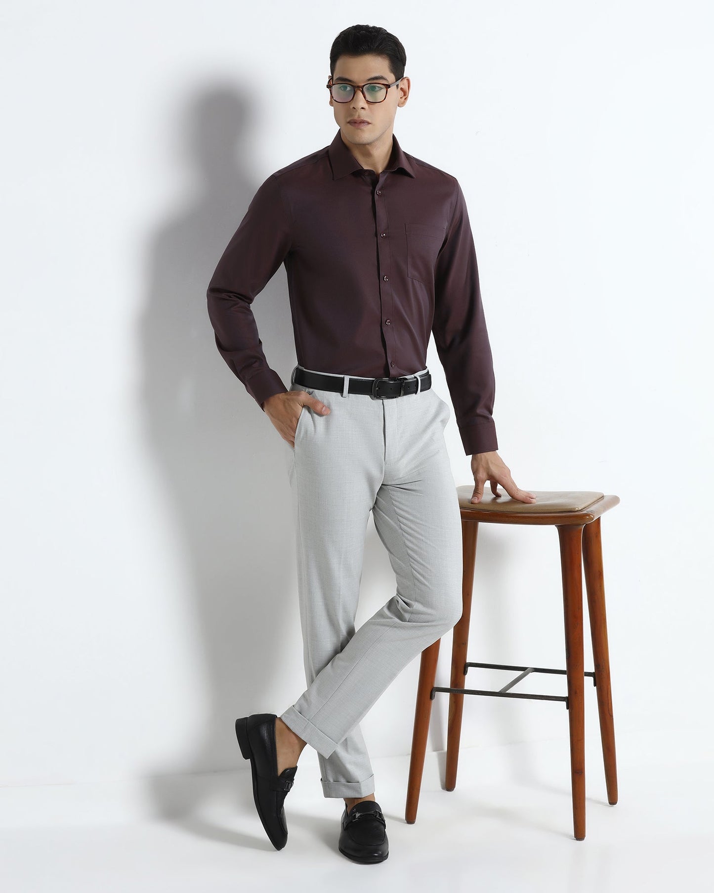 Maroon Non Iron Textured Shirt - Eliot