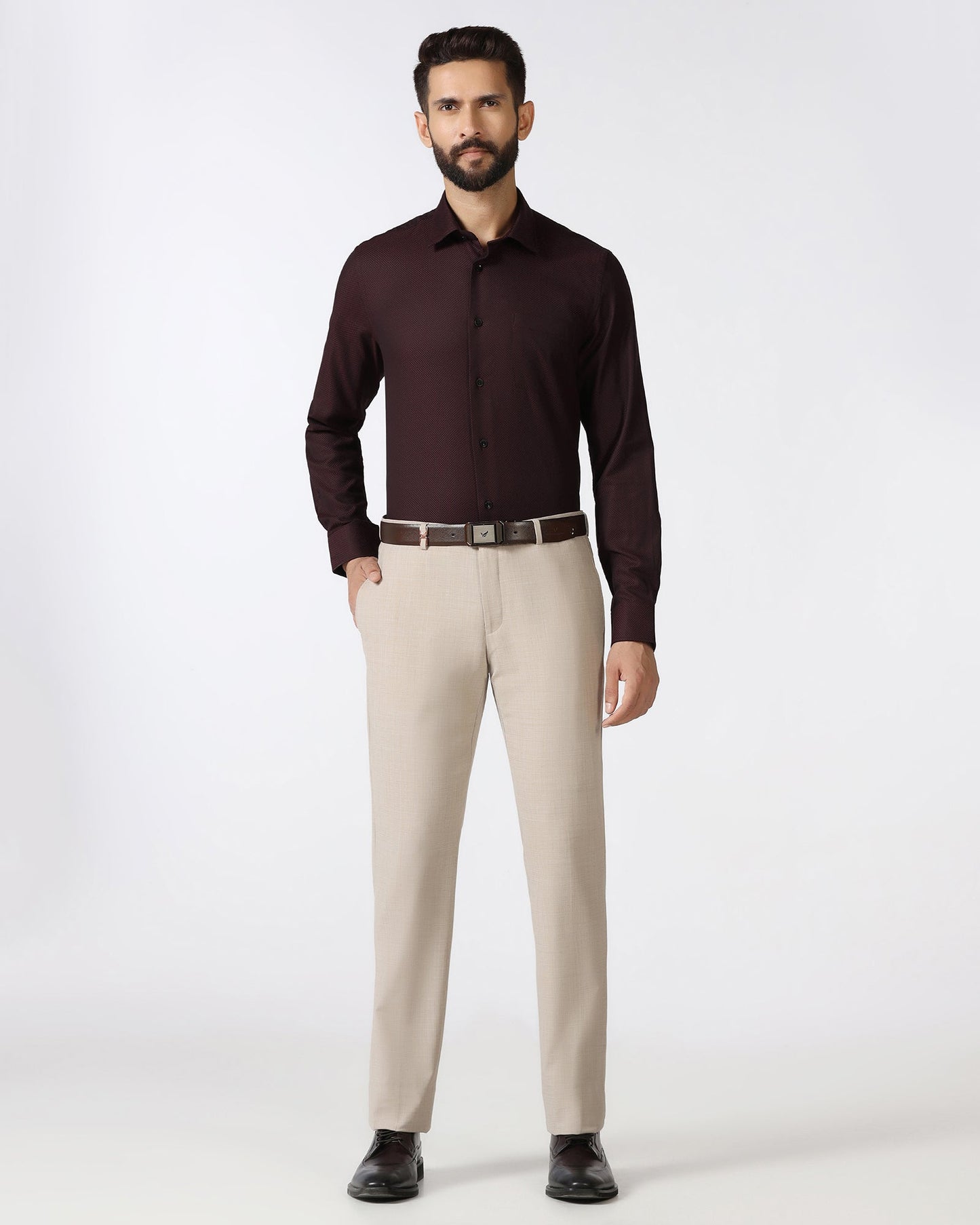 Maroon Textured Shirt - Weapon