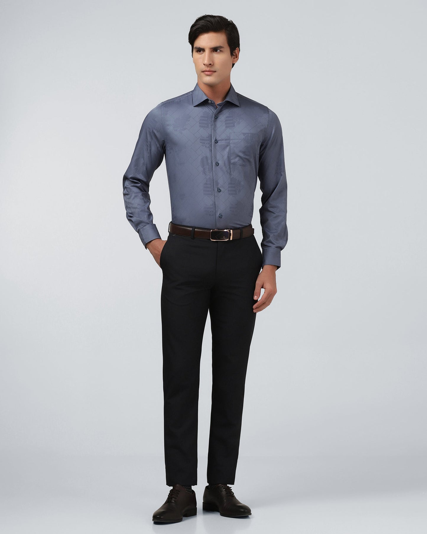 Mid Blue Jacquard Shirt - Ramen