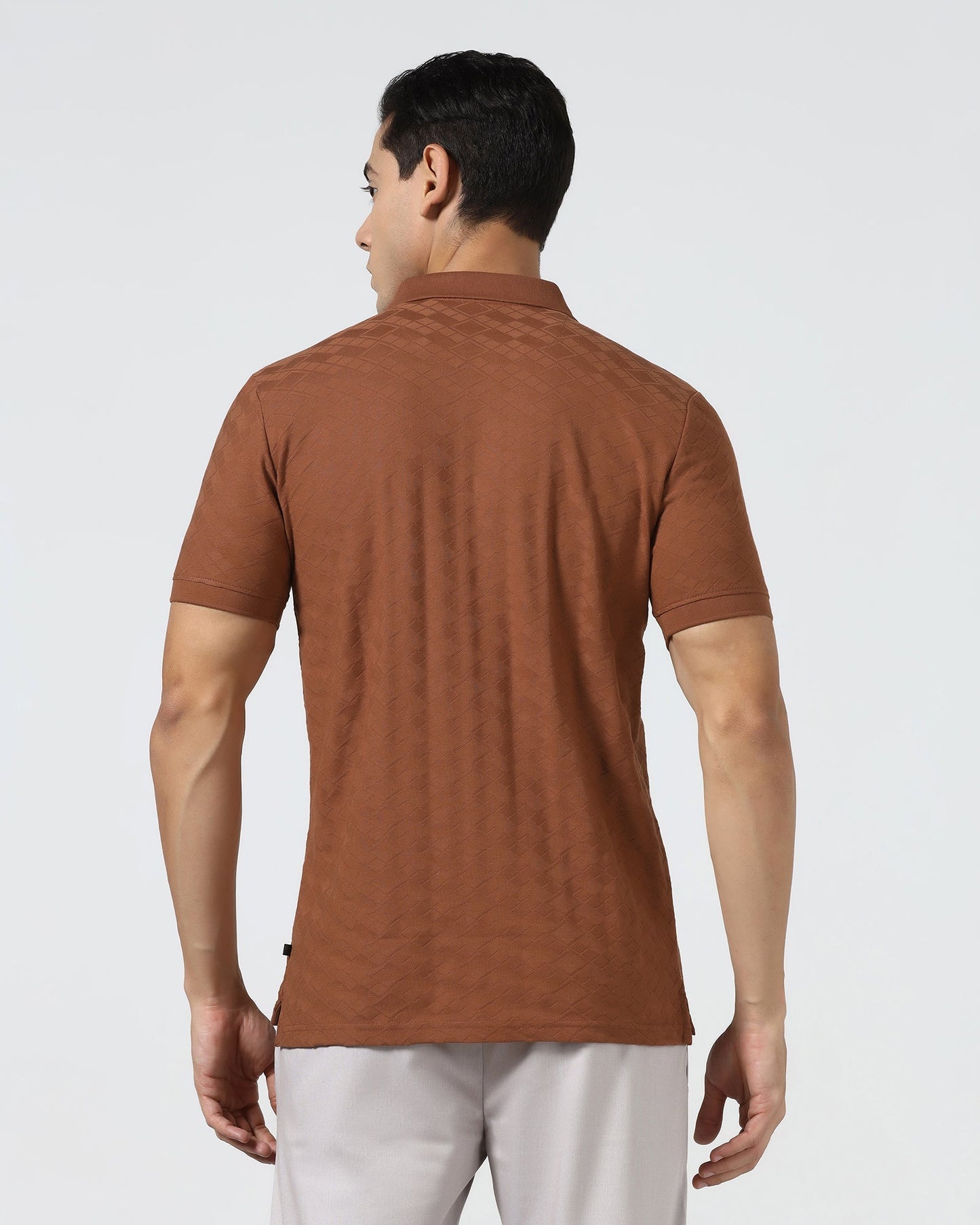 Mid Brown Textured Polo - Kim Chum
