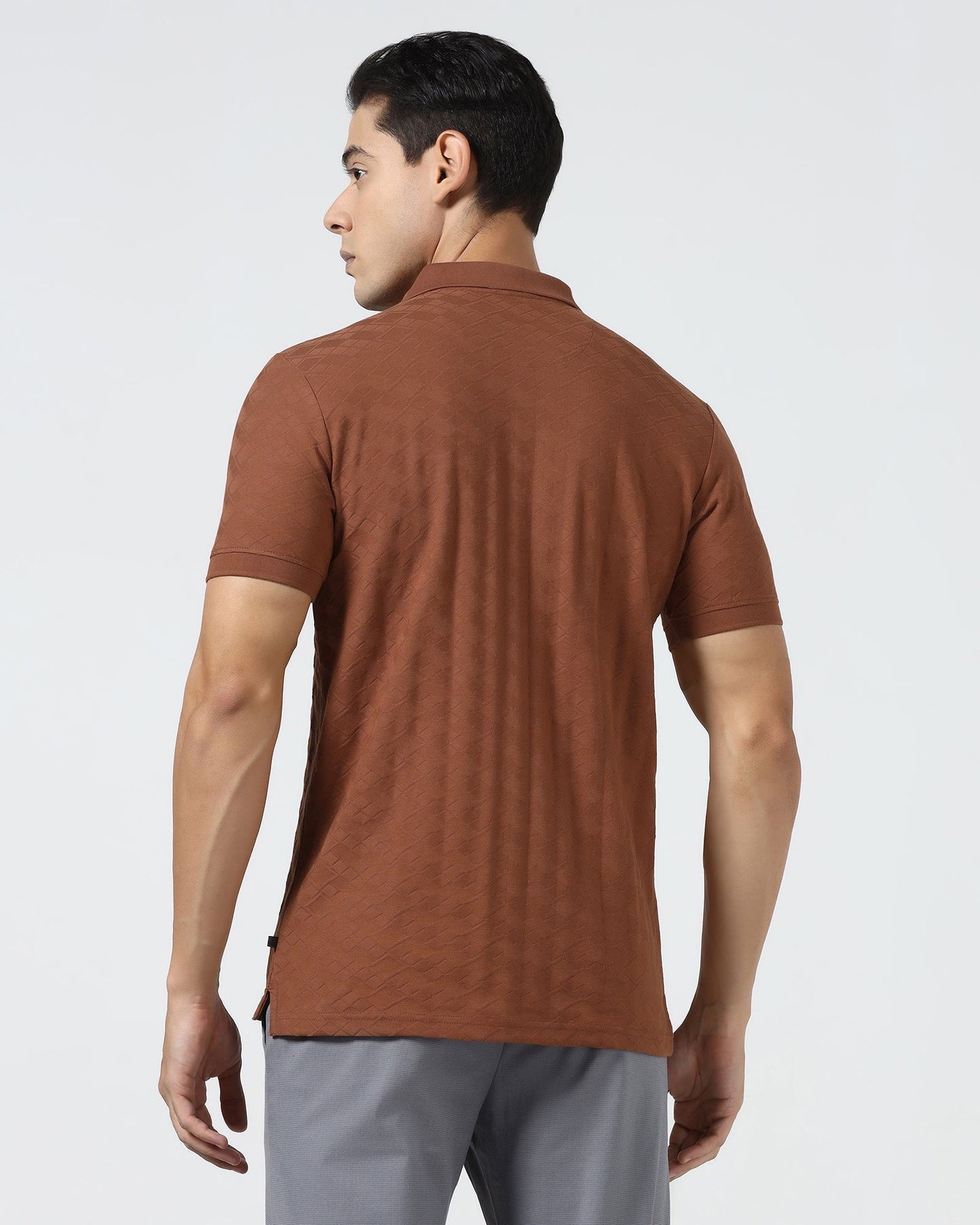 Mid Brown Textured Polo - Kim Chum