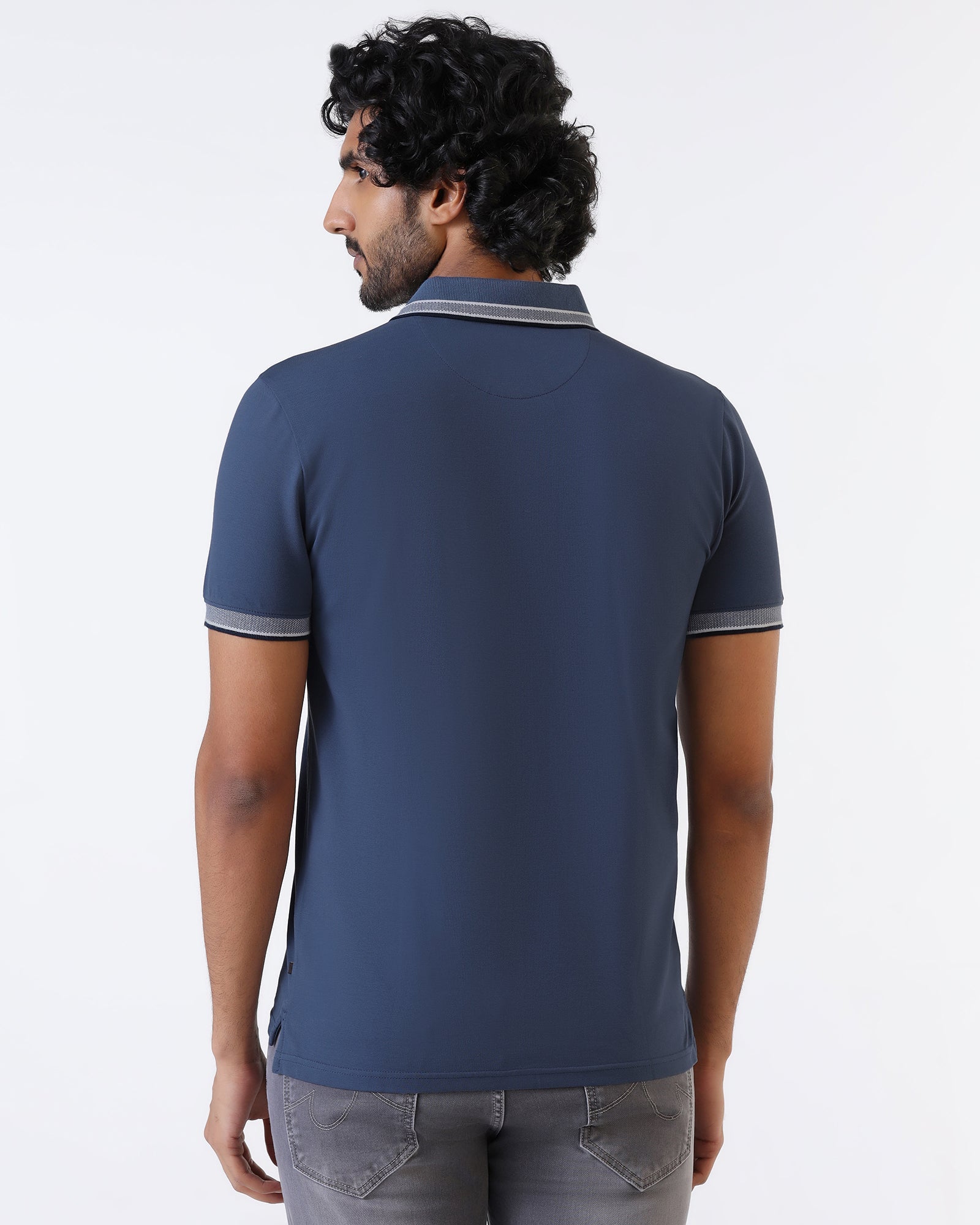 Mid Blue Solid Polo - Taurus