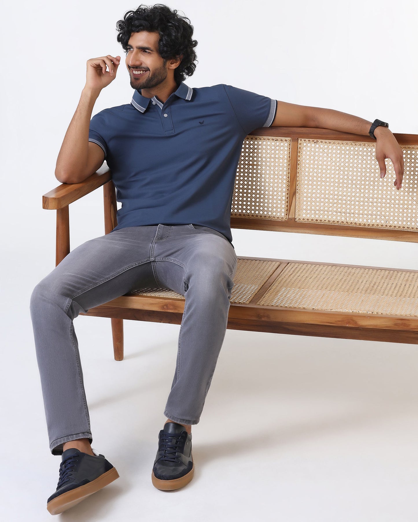 Mid Blue Solid Polo - Taurus