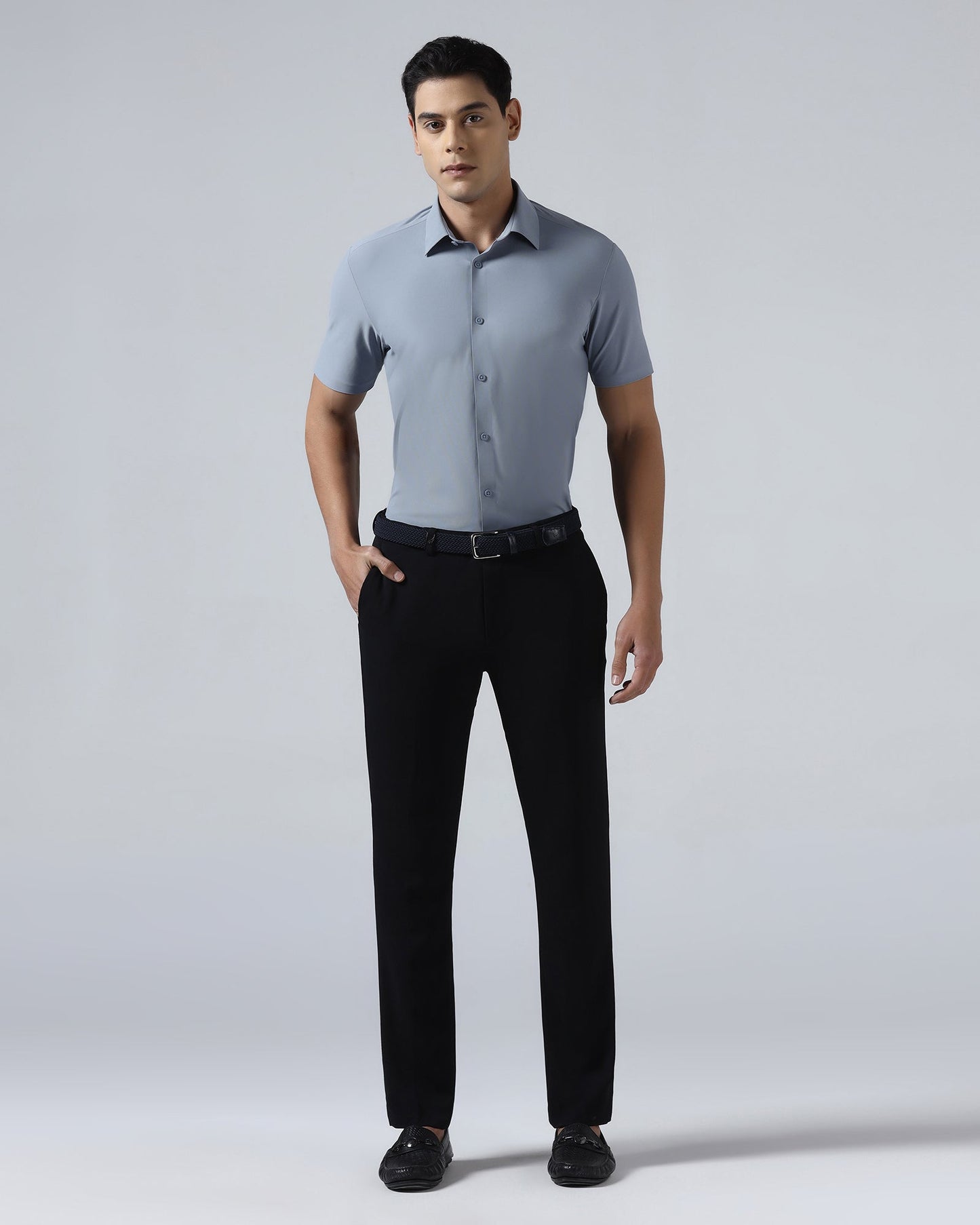 Mid Blue Half Sleeve TechPro Solid Shirt - Kanon