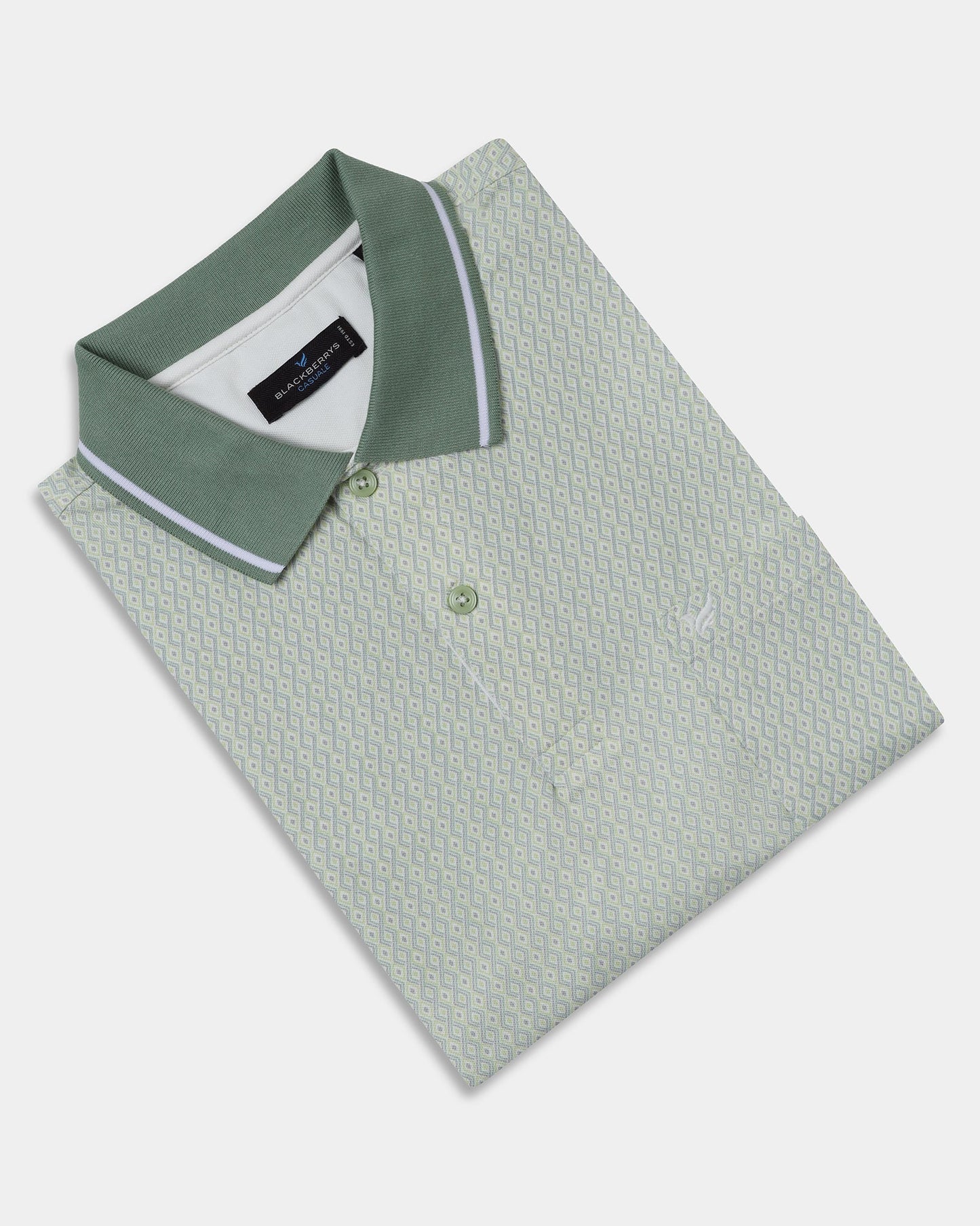 Mint Green Printed Polo - Mini