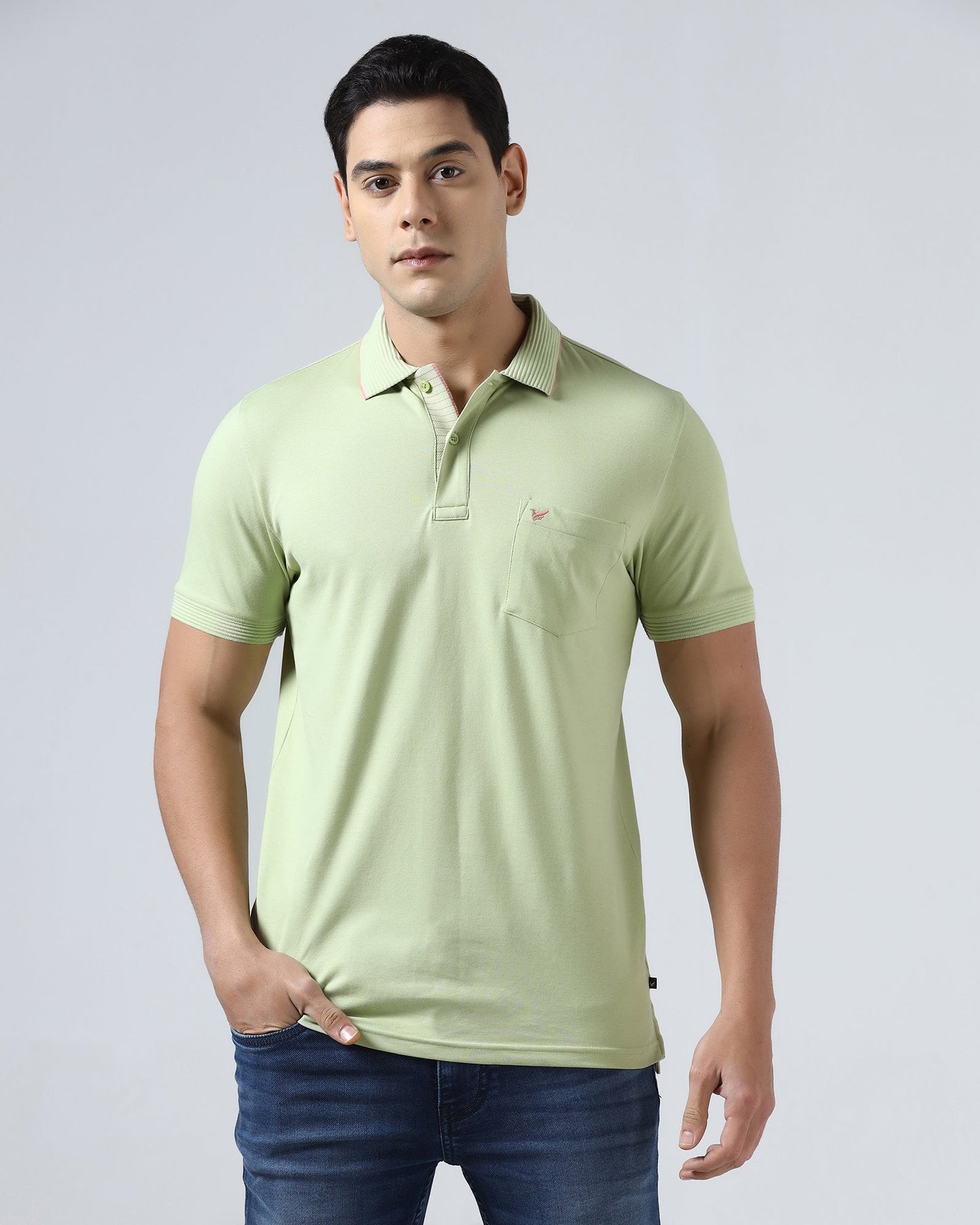 Mint Green Solid Polo - Aesun