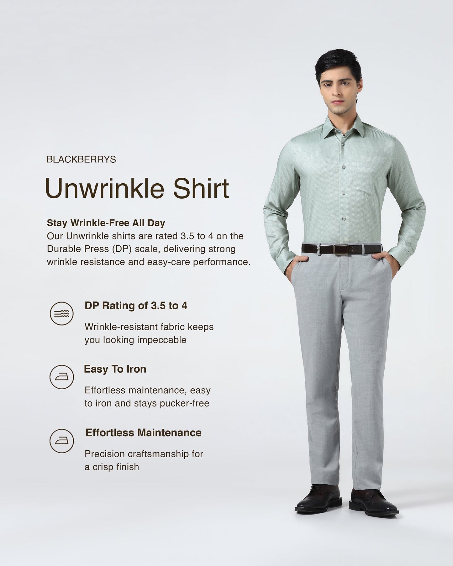 Mint Non Iron Textured Shirt - Emerald
