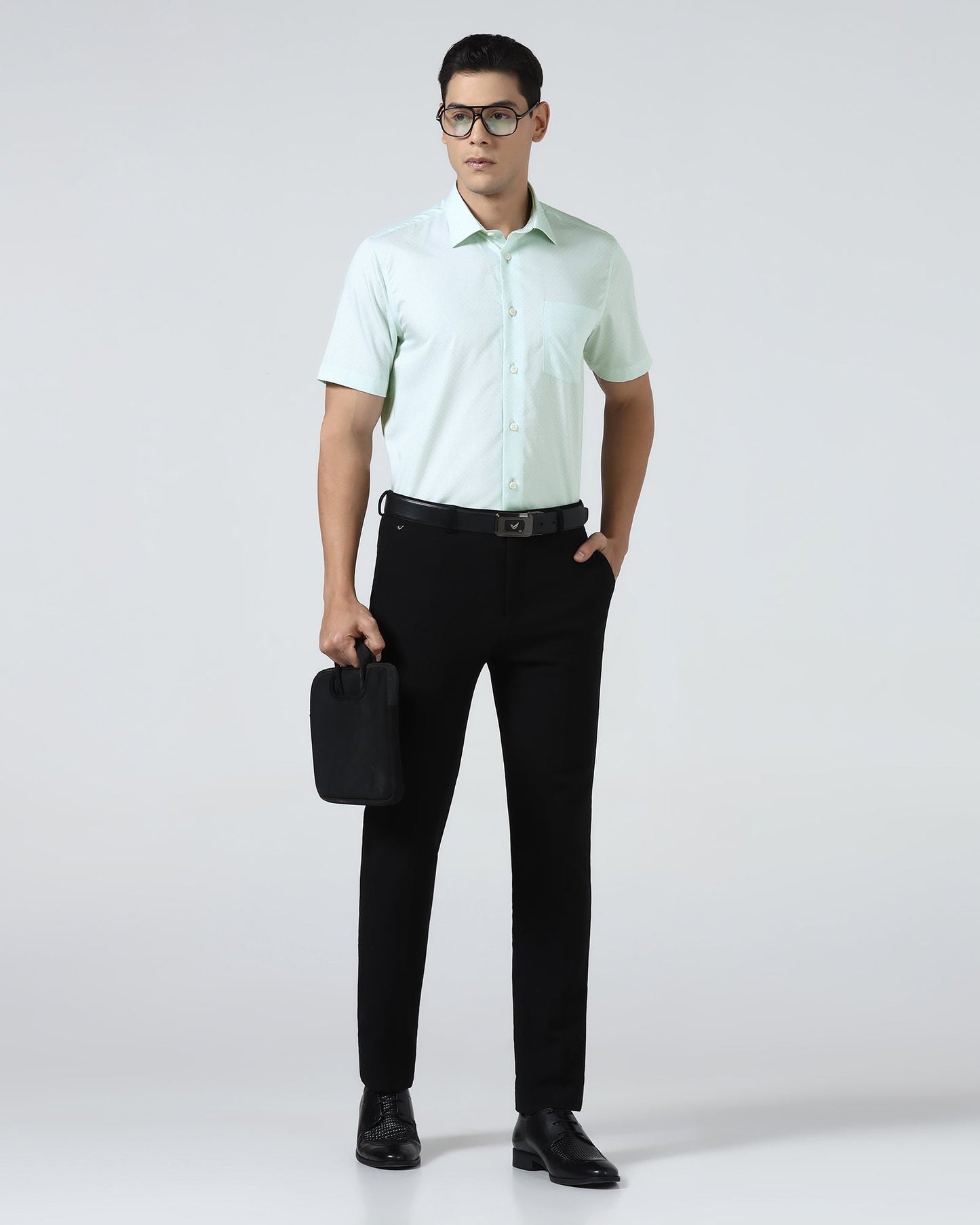 Mint Half Sleeve Printed Shirt - Cube