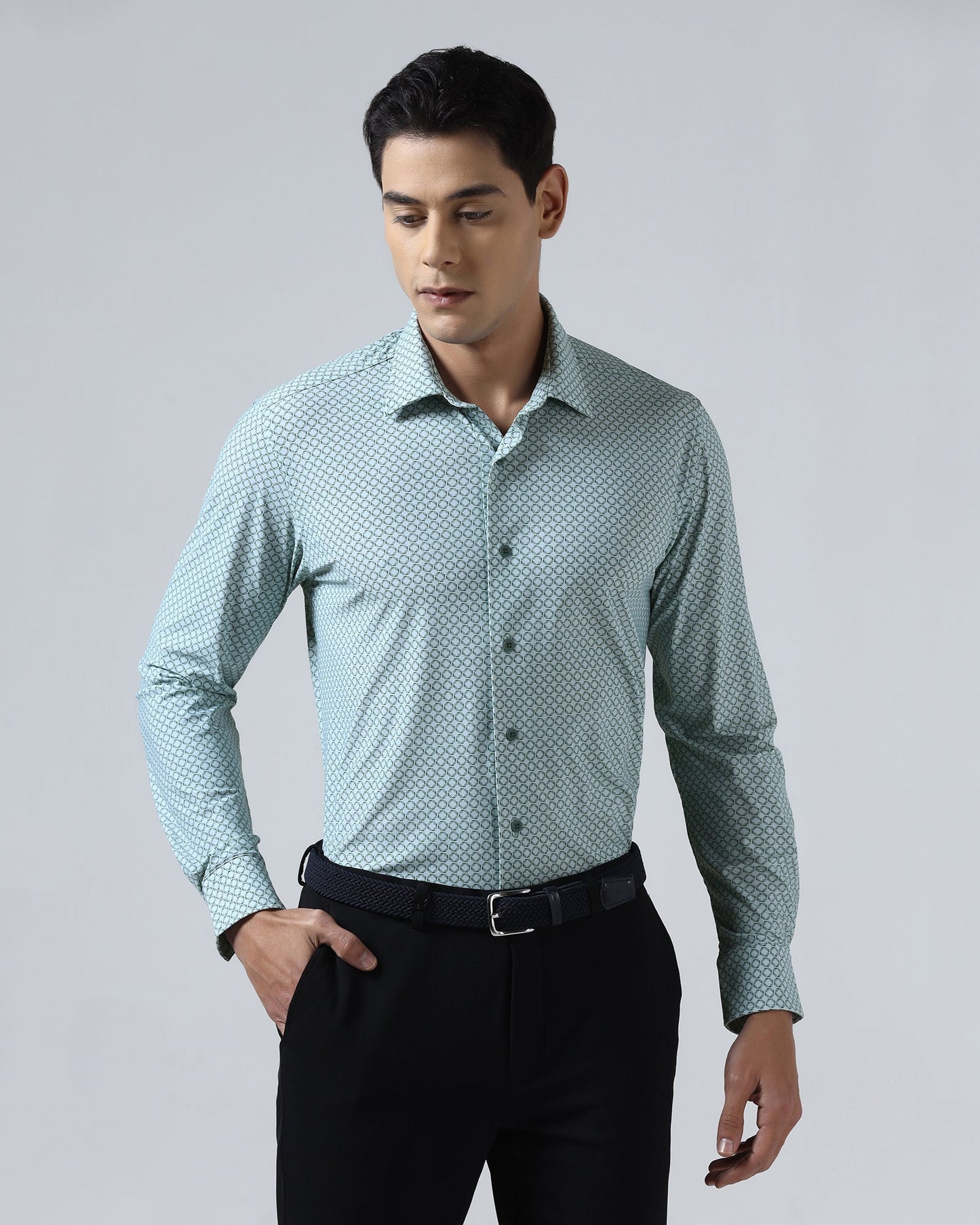 Mint TechPro Printed Shirt - Fossil
