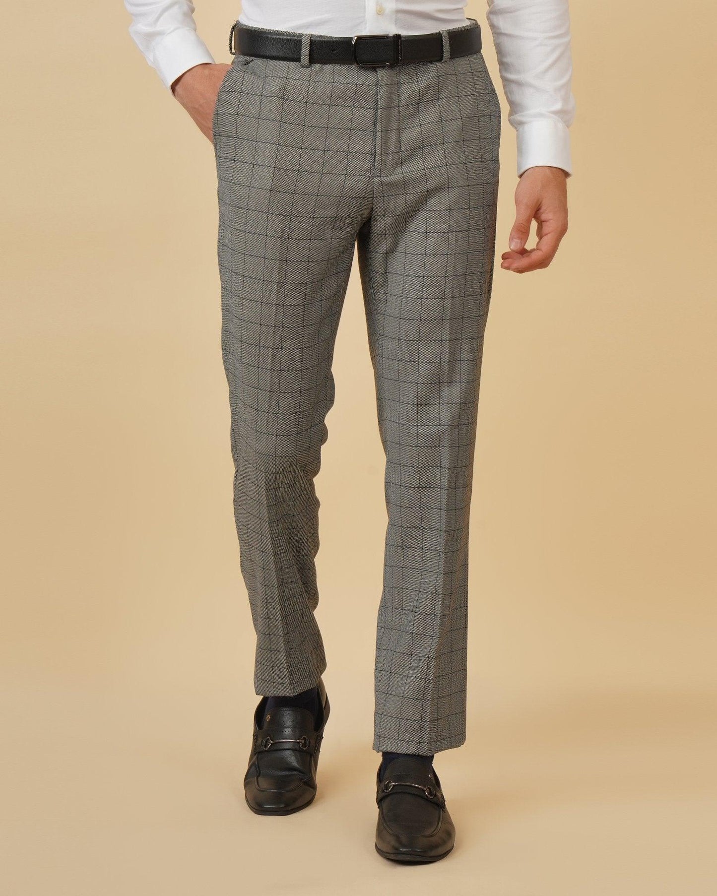 Monaya Formal Trendy Stretch Trouser In Light Grey (B95 Fit)