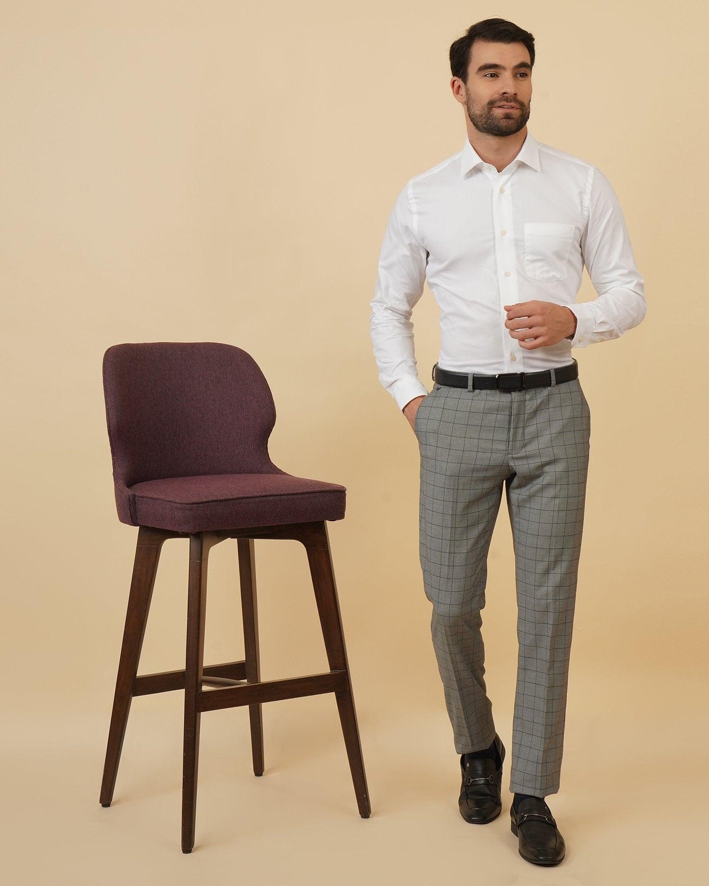 Monaya Formal Trendy Stretch Trouser In Light Grey (B95 Fit) - blackberrys-clothing