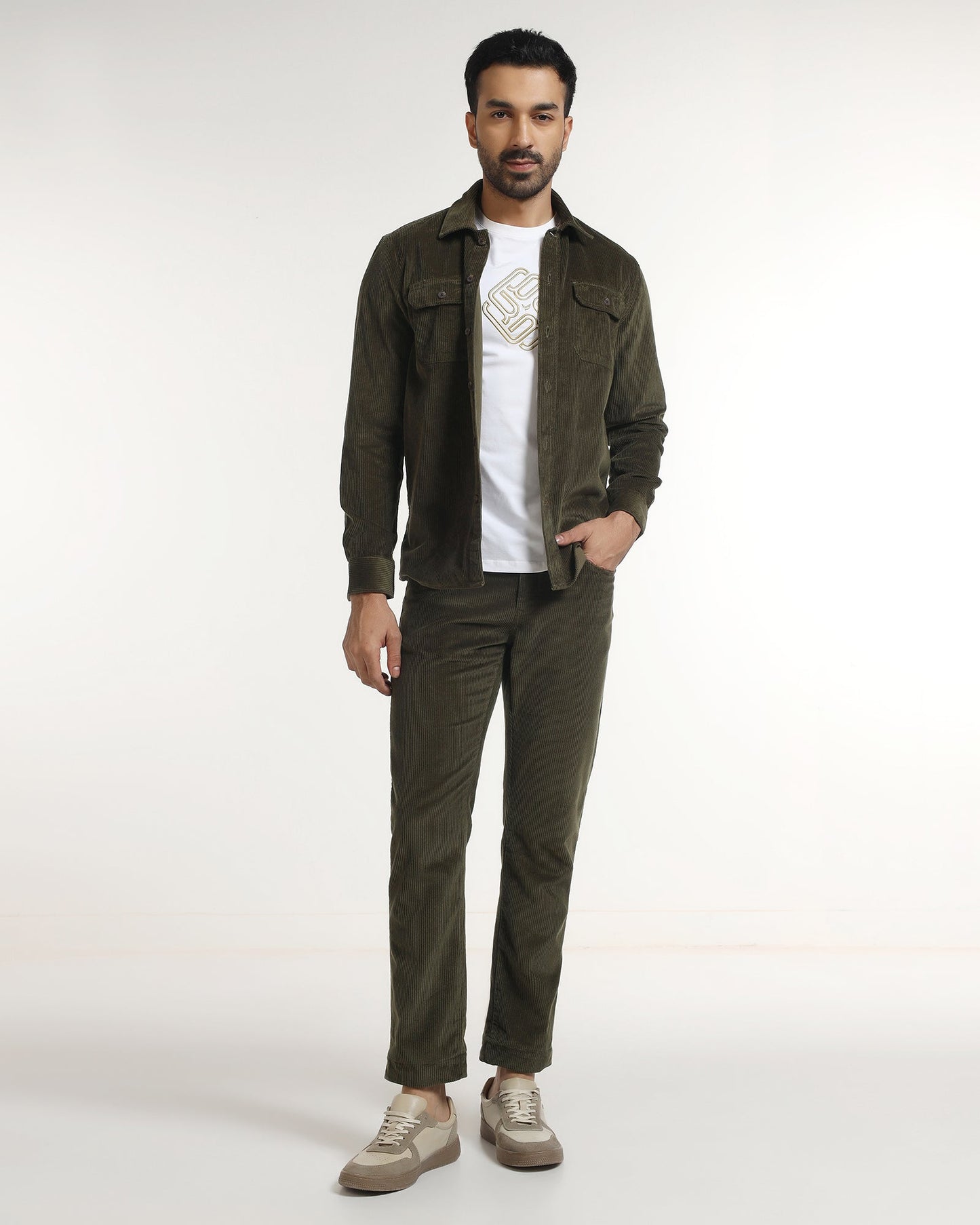 Moss Corduroy Solid Shirt - Kaka