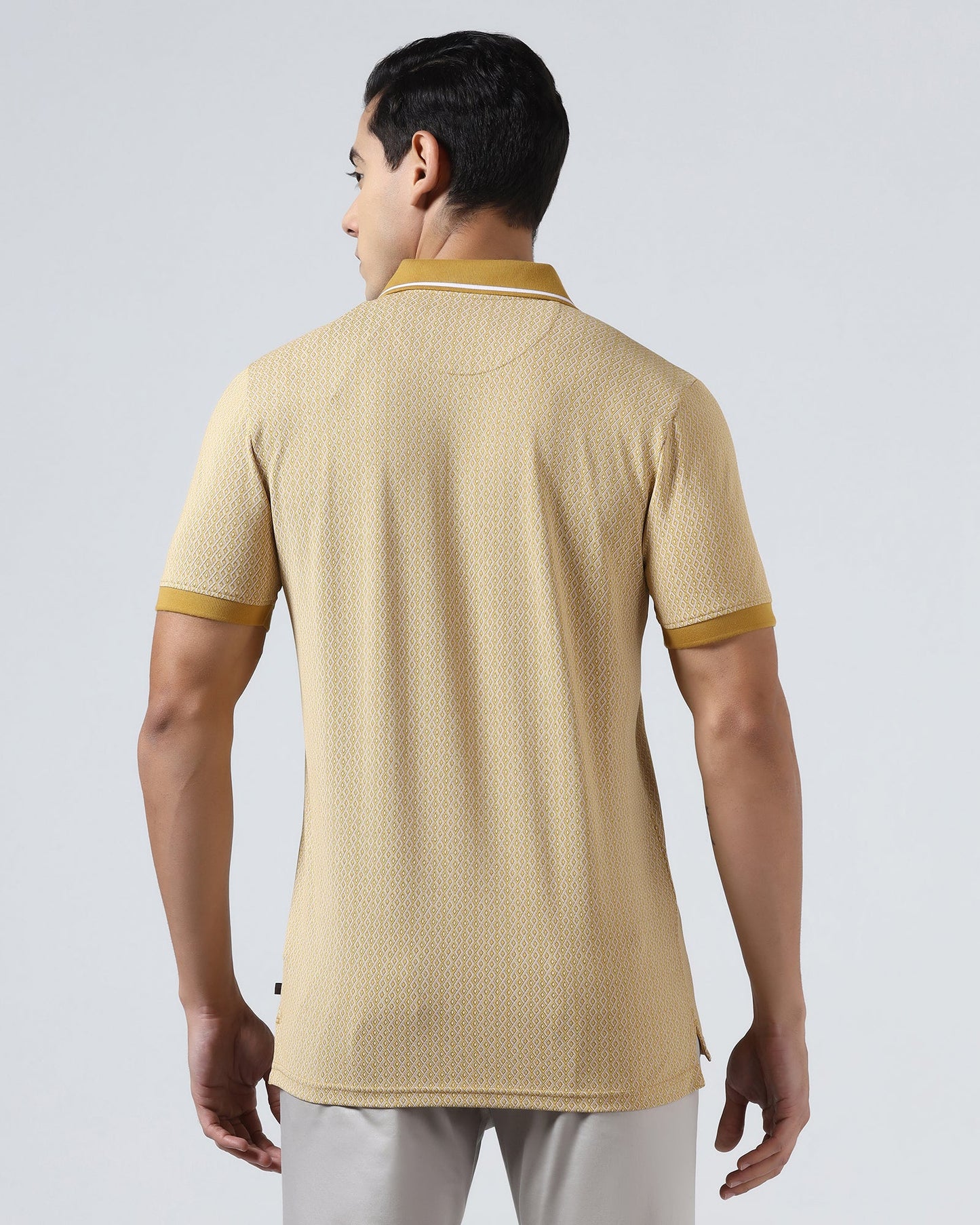 Mustard Yellow Printed Polo - Mini