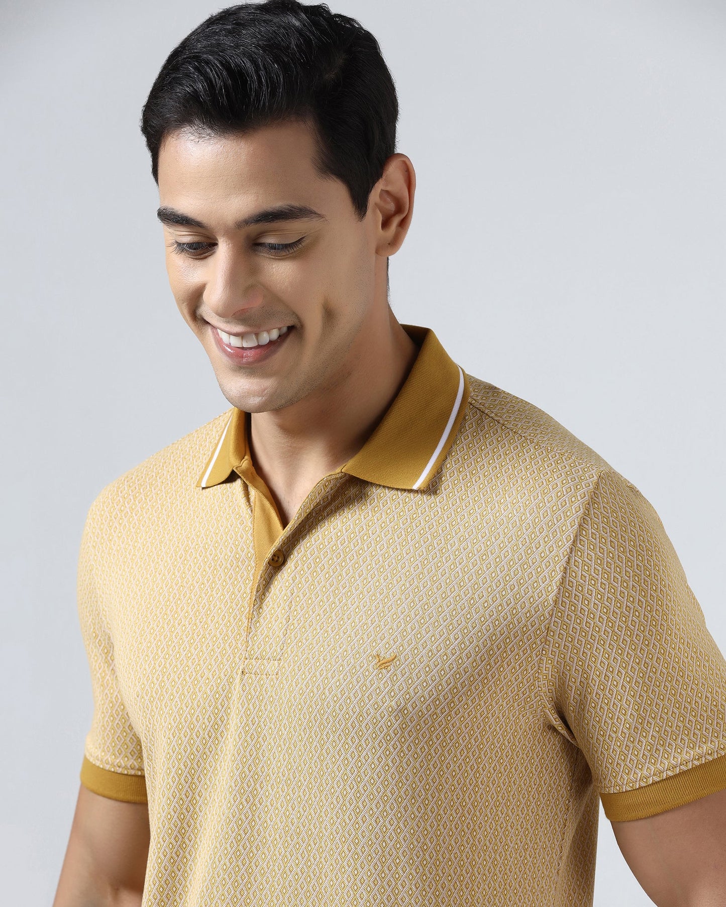 Mustard Yellow Printed Polo - Mini