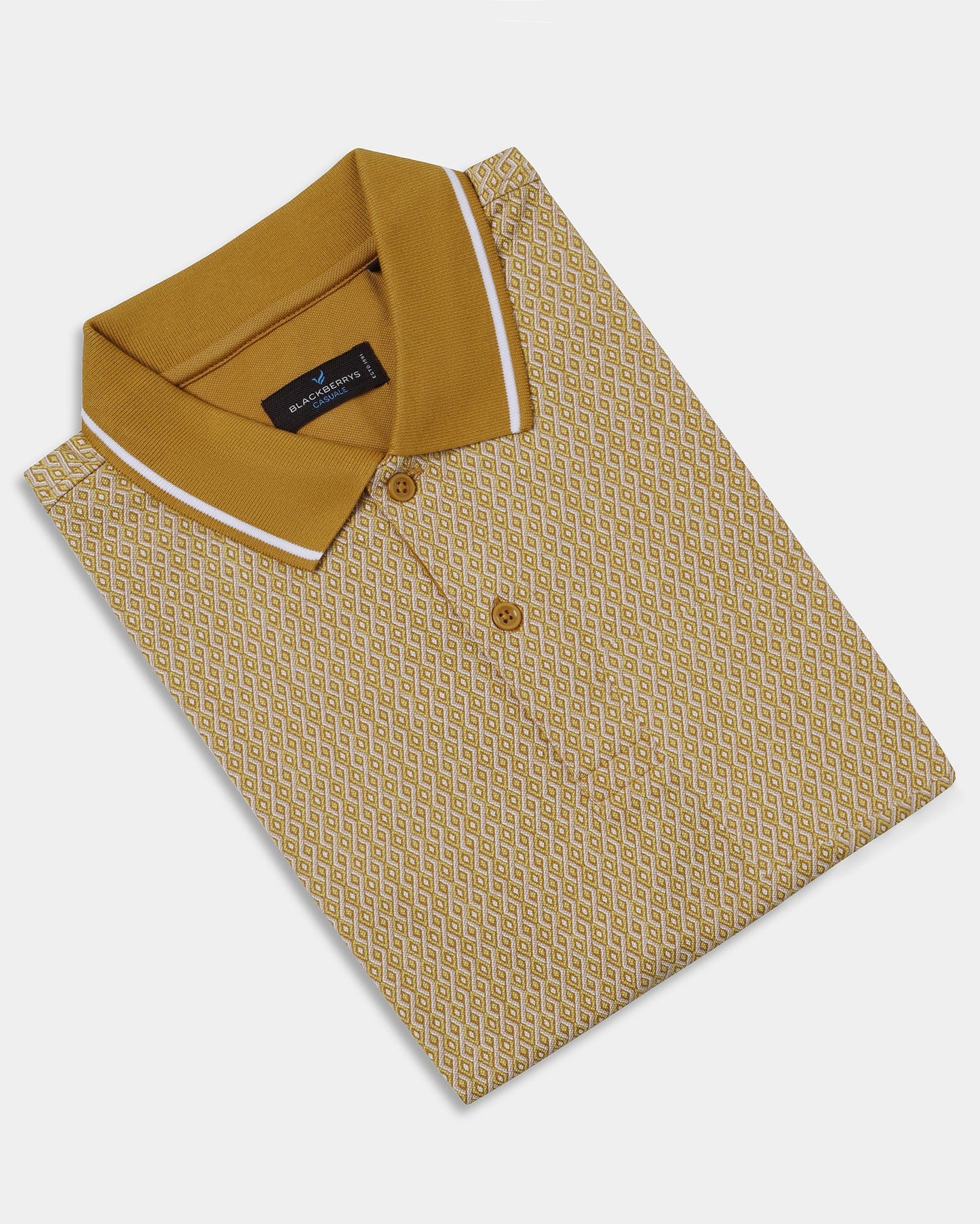 Mustard Yellow Printed Polo - Mini