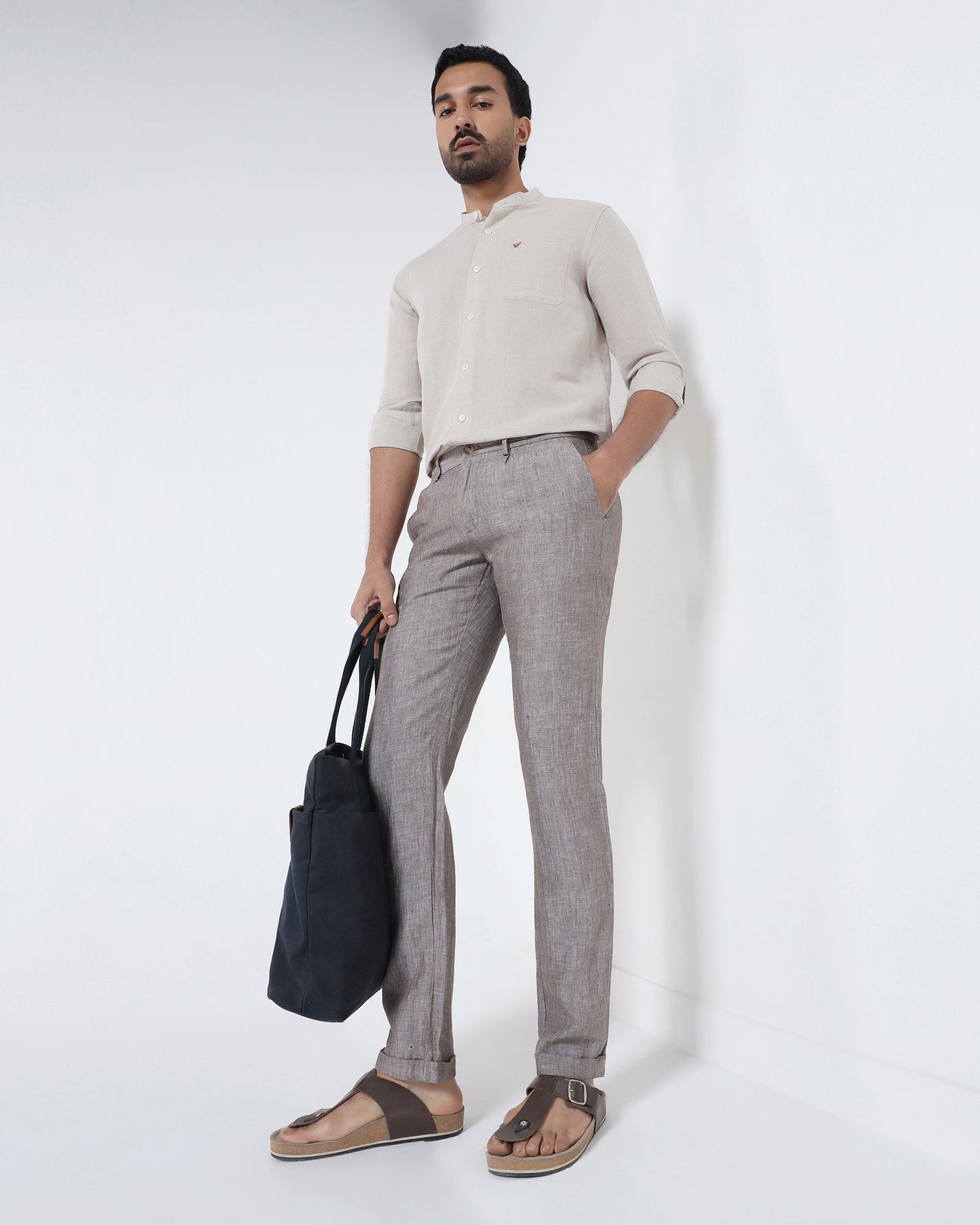Natural Linen Solid Shirt - Cleo